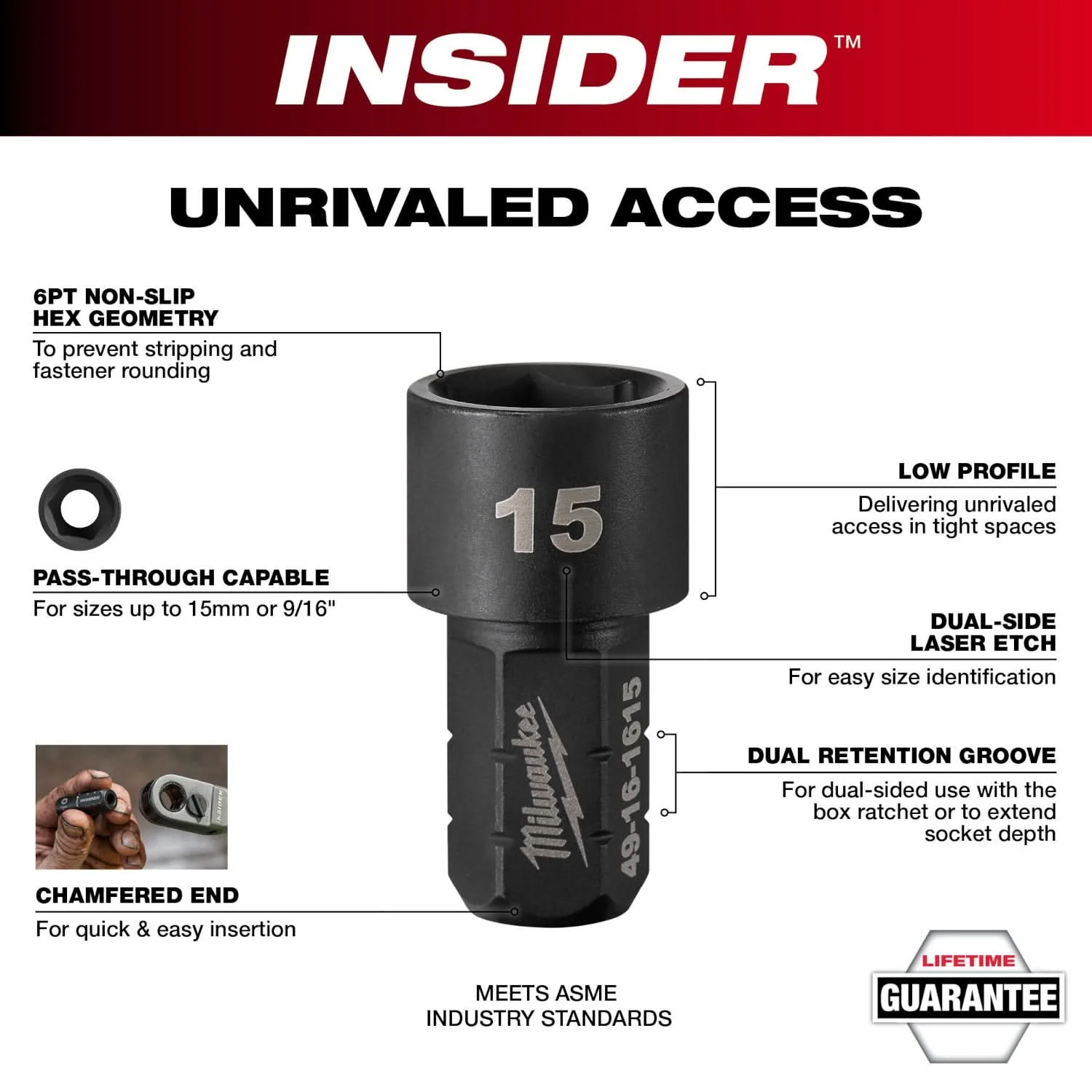 Milwaukee 49-16-1614 INSIDER Box Ratchet Socket 6 Point 14mm - Image 3