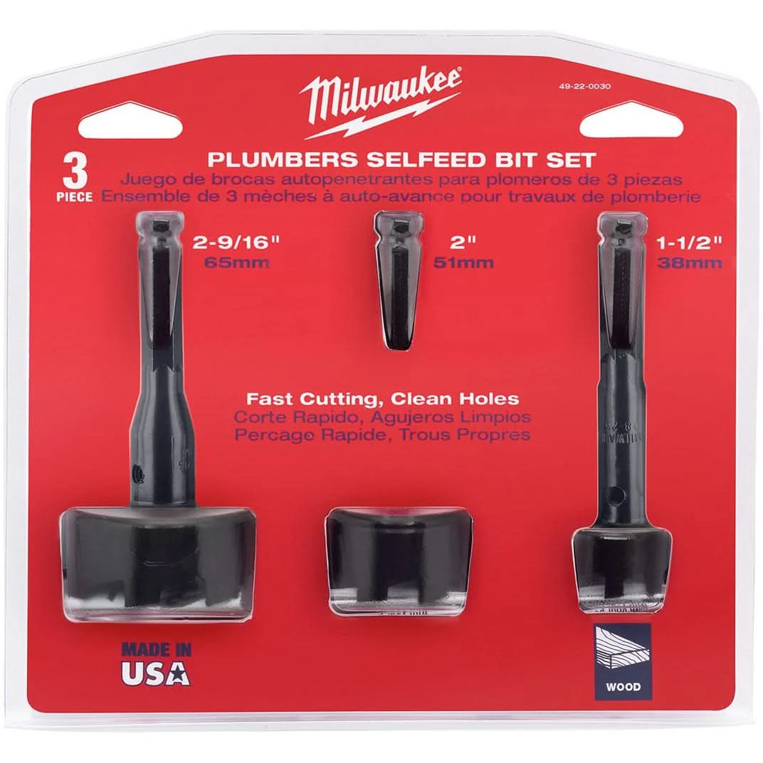 Milwaukee 49-22-0030 Plumbers’ Selfeed Bit Kit, 3-Piece