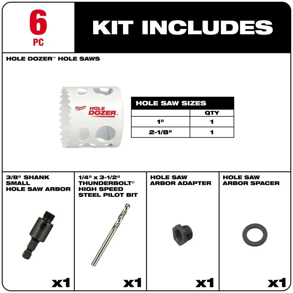 Milwaukee 49-22-4063 HOLE DOZER Door Lock Hole Saw Kit - Image 2