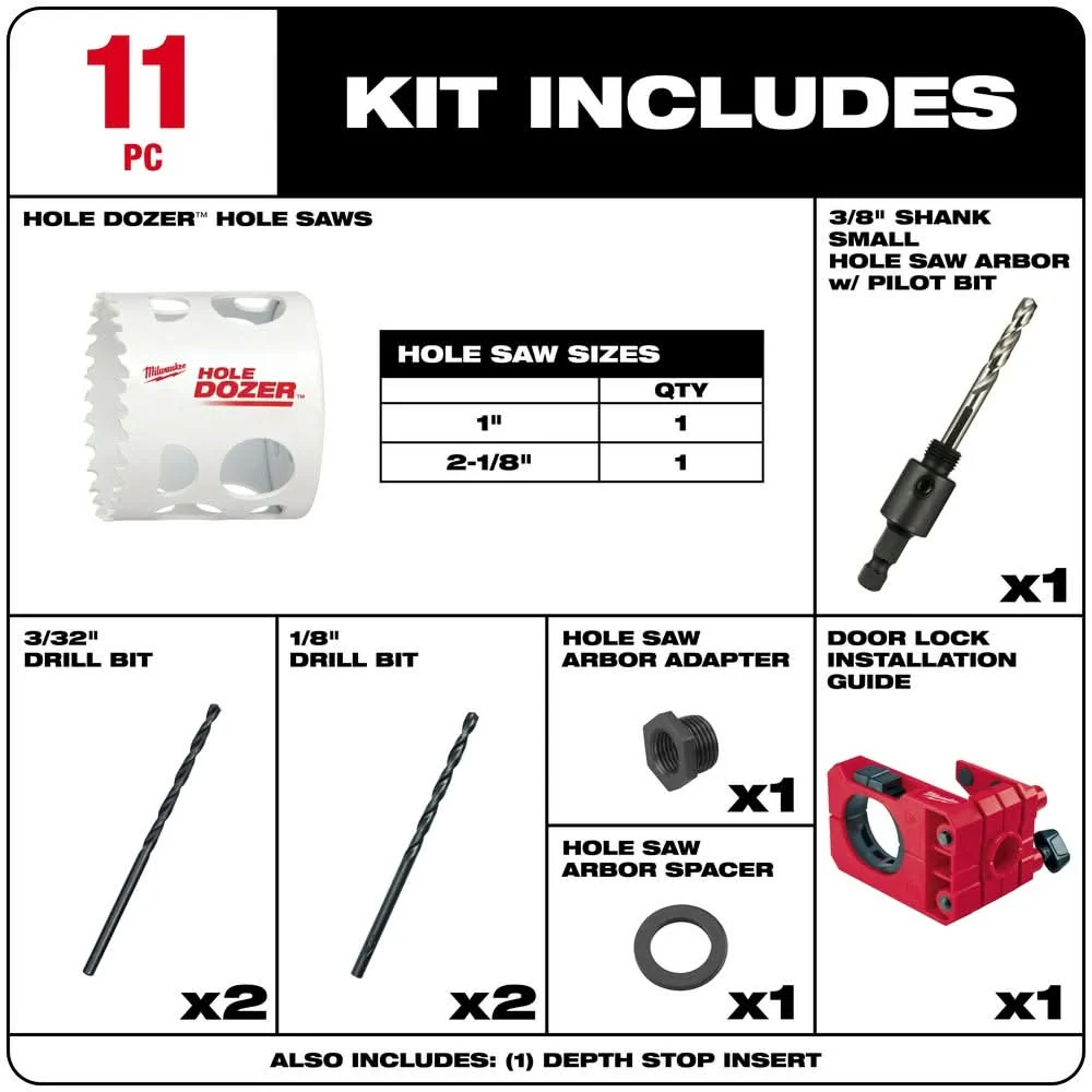 Milwaukee 49-22-4073 HOLE DOZER Door Lock Installation Hole Saw Kit - Image 2