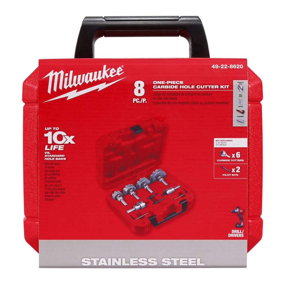 Milwaukee 49-22-8620 One-piece Carbide Hole Cutter 8-Piece Kit - Image 1