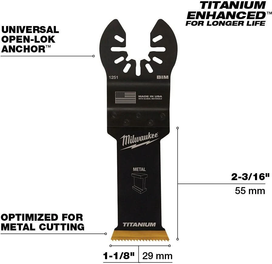 Milwaukee 49-25-1251 Open-Lok 1-1/8-Inch Titanium Enhanced Bi-Metal Metal Blade, 1-Pack - Image 2