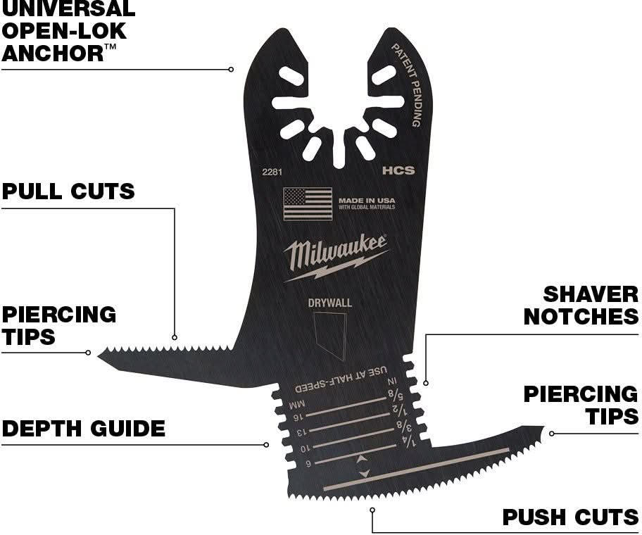 Milwaukee 49-25-2281 Open-Lok 5-In-1 Drywall Blade, 1-Pack - Image 2