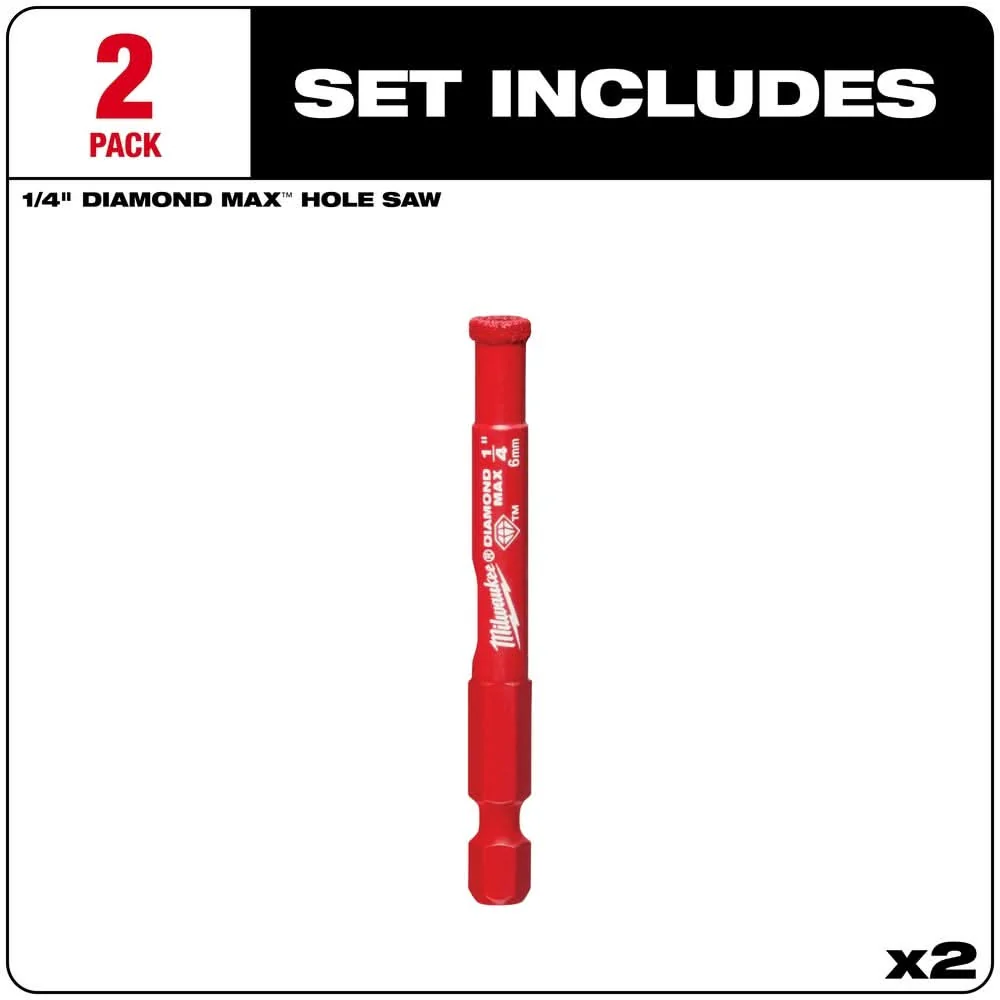 Milwaukee 49-56-0501 DIAMOND MAX 1/4-Inch Diamond Grit Hole Saw, 2-Pack - Image 2