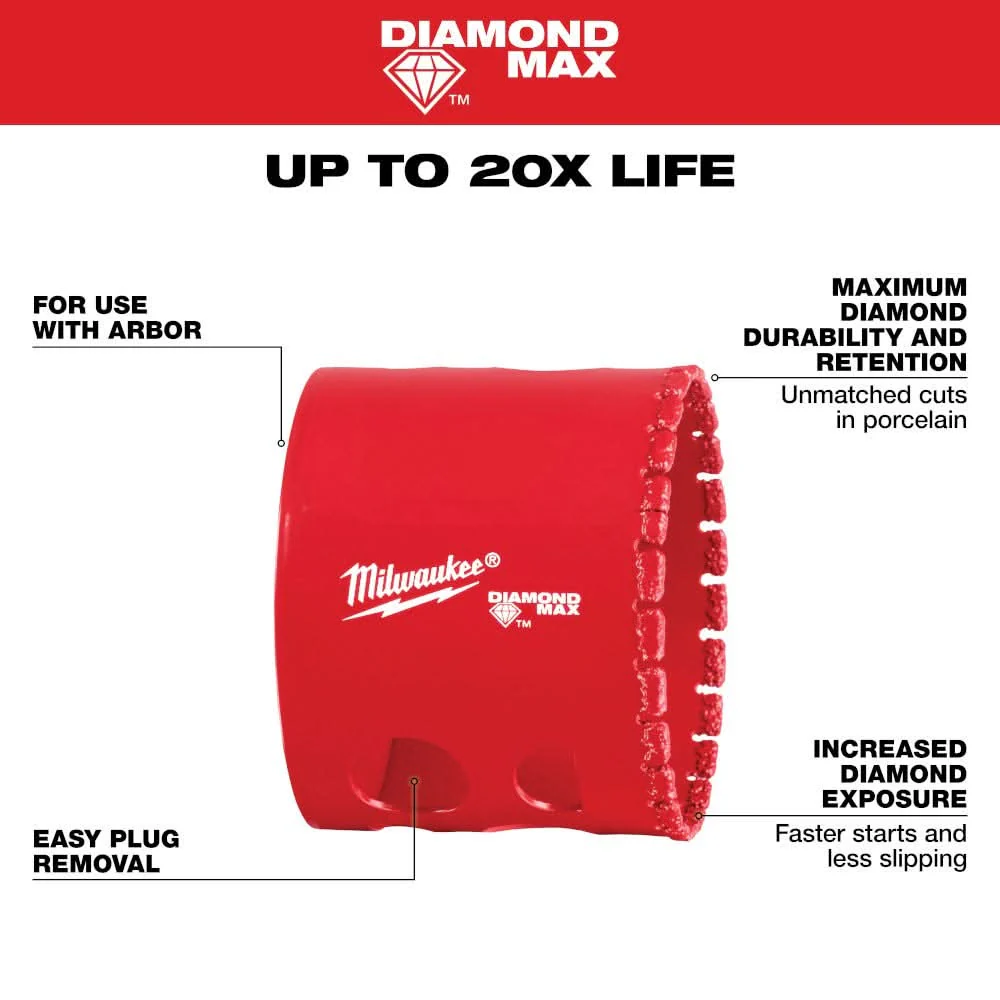 Milwaukee 49-56-5649 Milwaukee 2-1/8" Diamond Max Hole Saw - Image 3