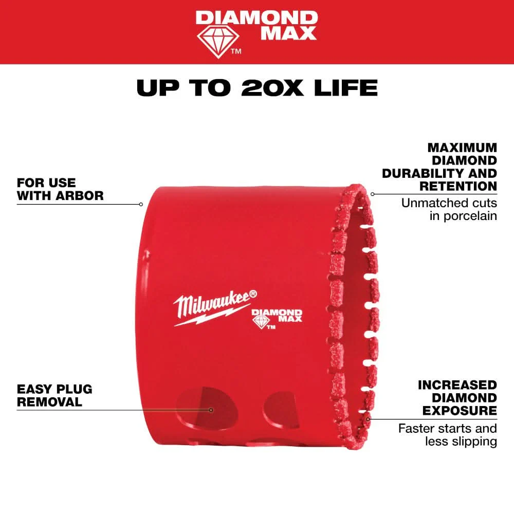 Milwaukee 49-56-5652 Milwaukee 2-1/4" Diamond Max Hole Saw - Image 3