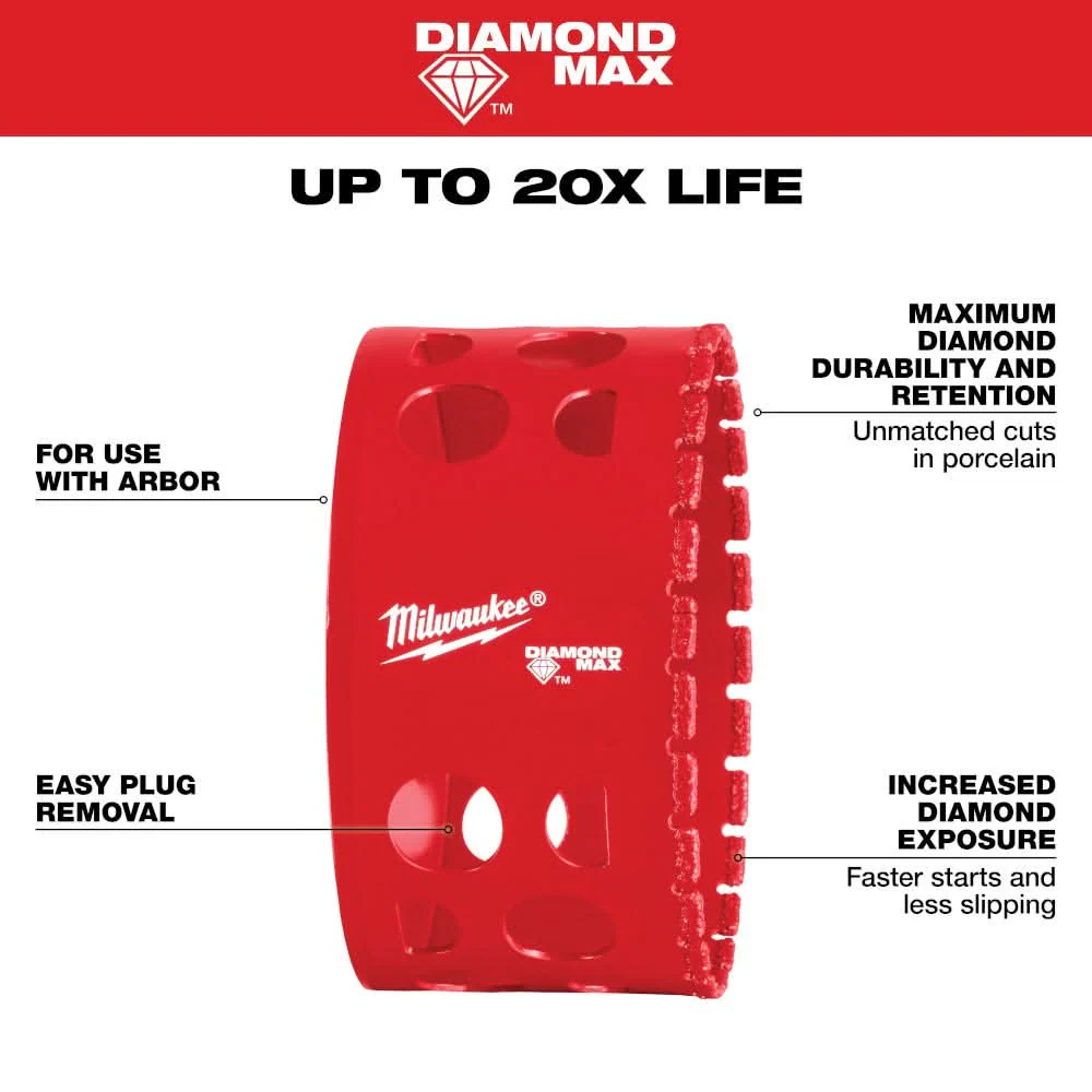 Milwaukee 49-56-5674 Milwaukee 3-1/4" Diamond Max Hole Saw - Image 3