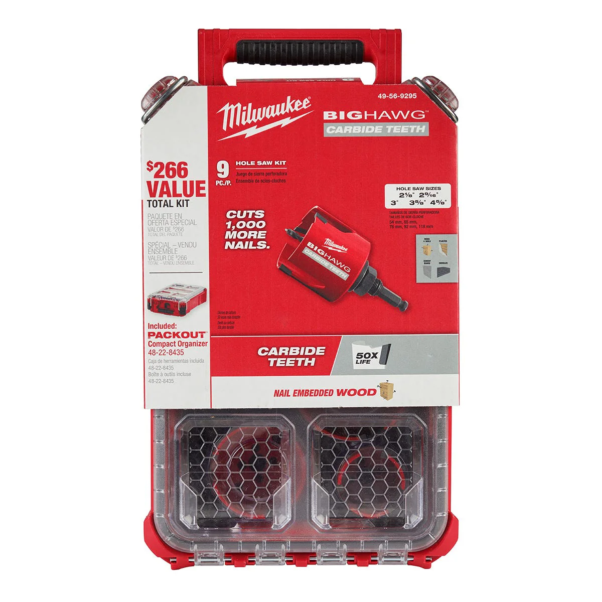 Milwaukee 49-56-9295 BIG HAWG 9-Piece Carbide Hole Saw Set PACKOUT Kit (PROMO) - Image 3