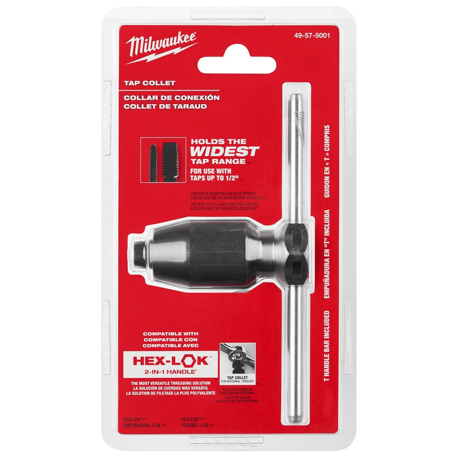 Milwaukee 49-57-5001 Tap Collet for Taps up to 1/2" & T Handle Bar - Image 2