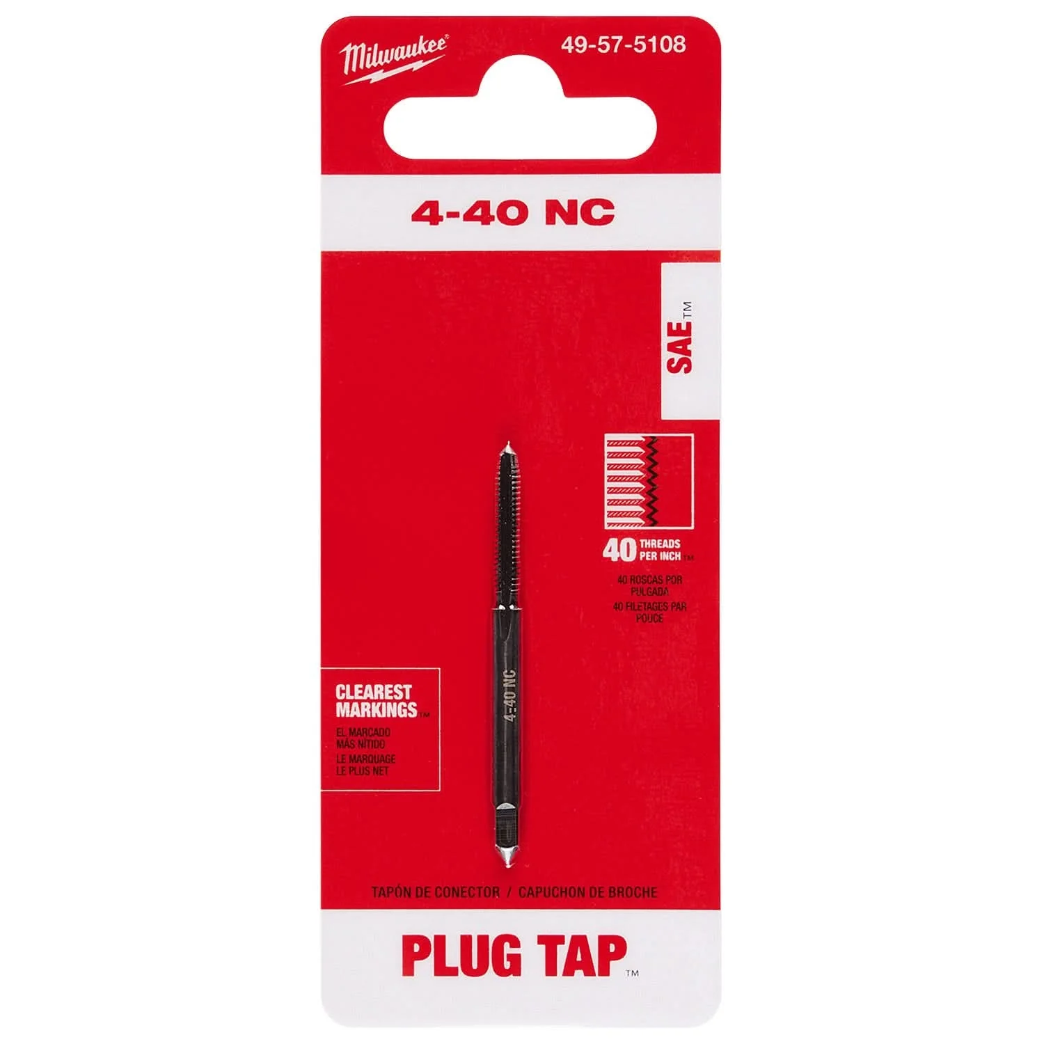 Milwaukee 49-57-5108 4-40 NC Straight Flute Plug Tap - Image 2