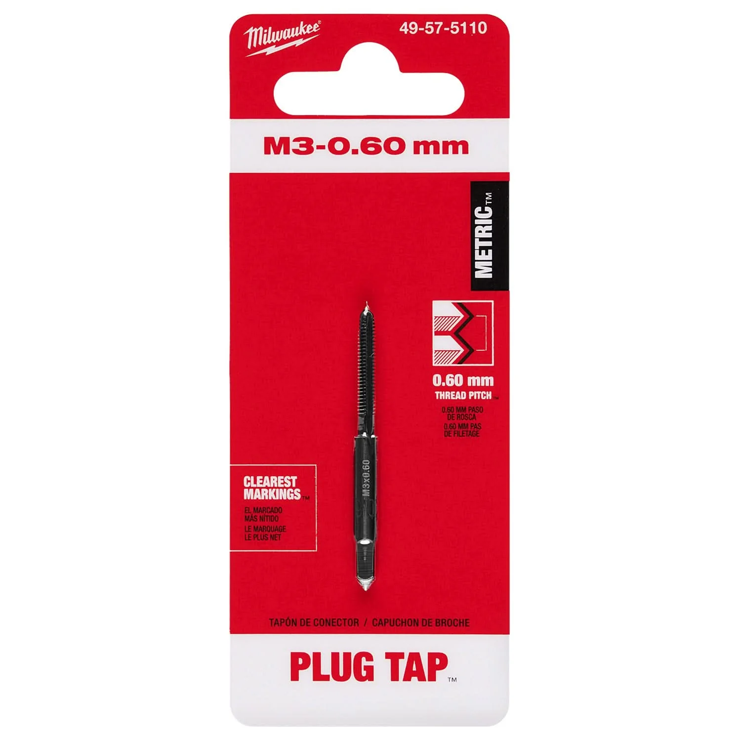 Milwaukee 49-57-5110 M3-0.60 mm Straight Flute Plug Tap - Image 2
