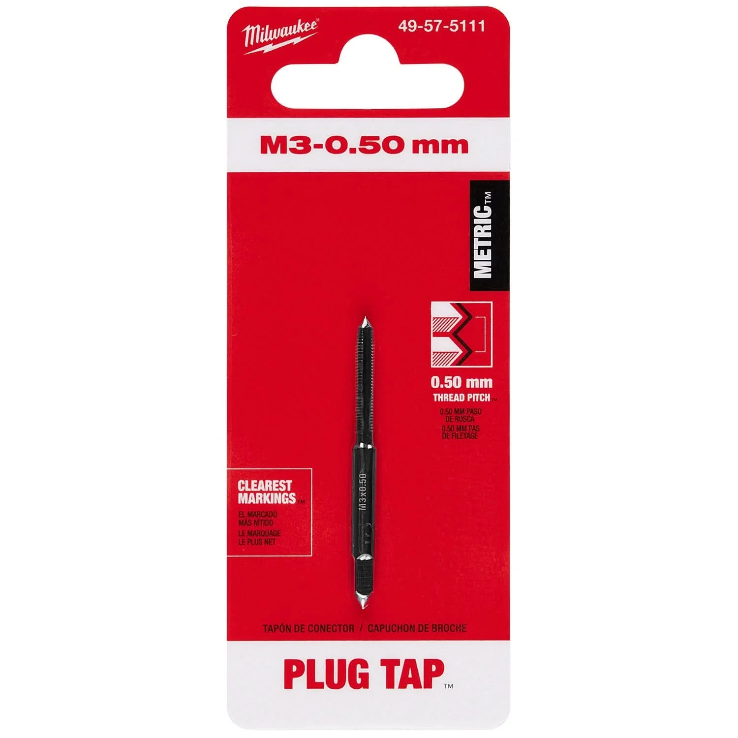 Milwaukee 49-57-5111 M3-0.50 mm Straight Flute Plug Tap - Image 2