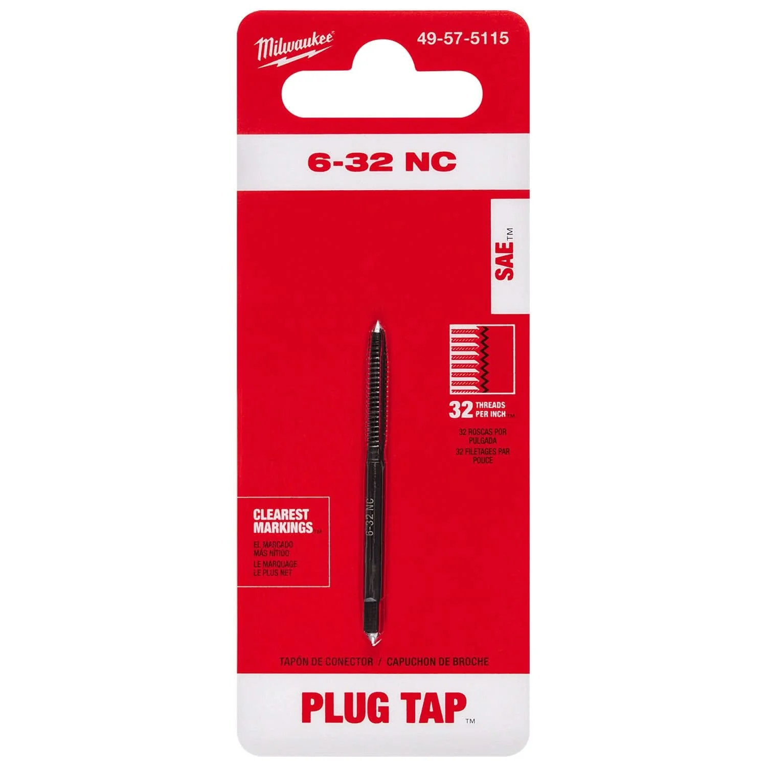 Milwaukee 49-57-5115 6-32 NC Straight Flute Plug Tap - Image 2