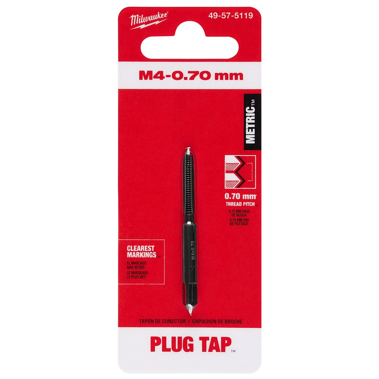 Milwaukee 49-57-5119 M4-0.70 mm Straight Flute Plug Tap - Image 2