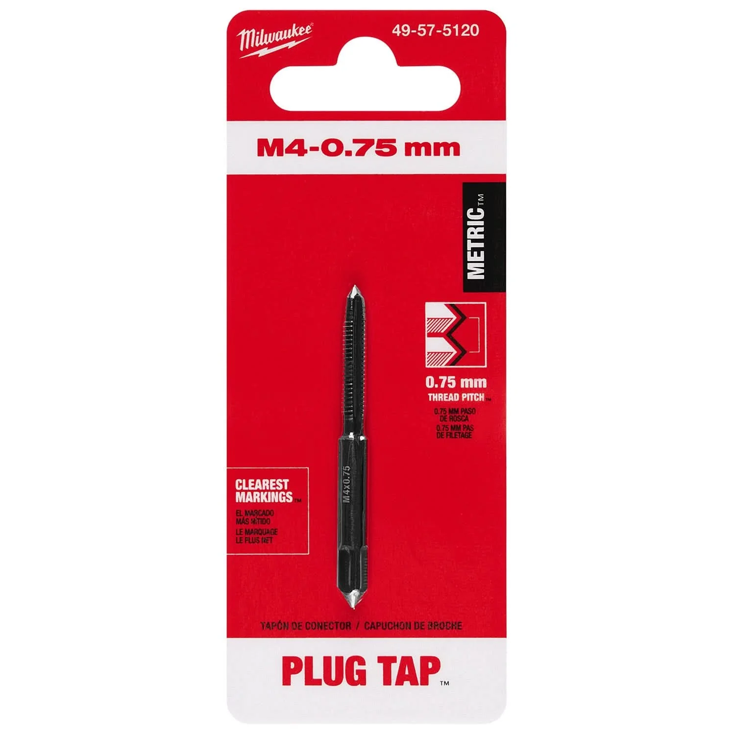 Milwaukee 49-57-5120 M4-0.75 mm Straight Flute Plug Tap - Image 2