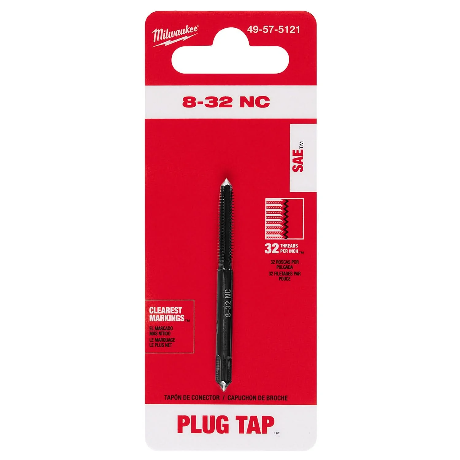 Milwaukee 49-57-5121 8-32 NC Straight Flute Plug Tap - Image 2