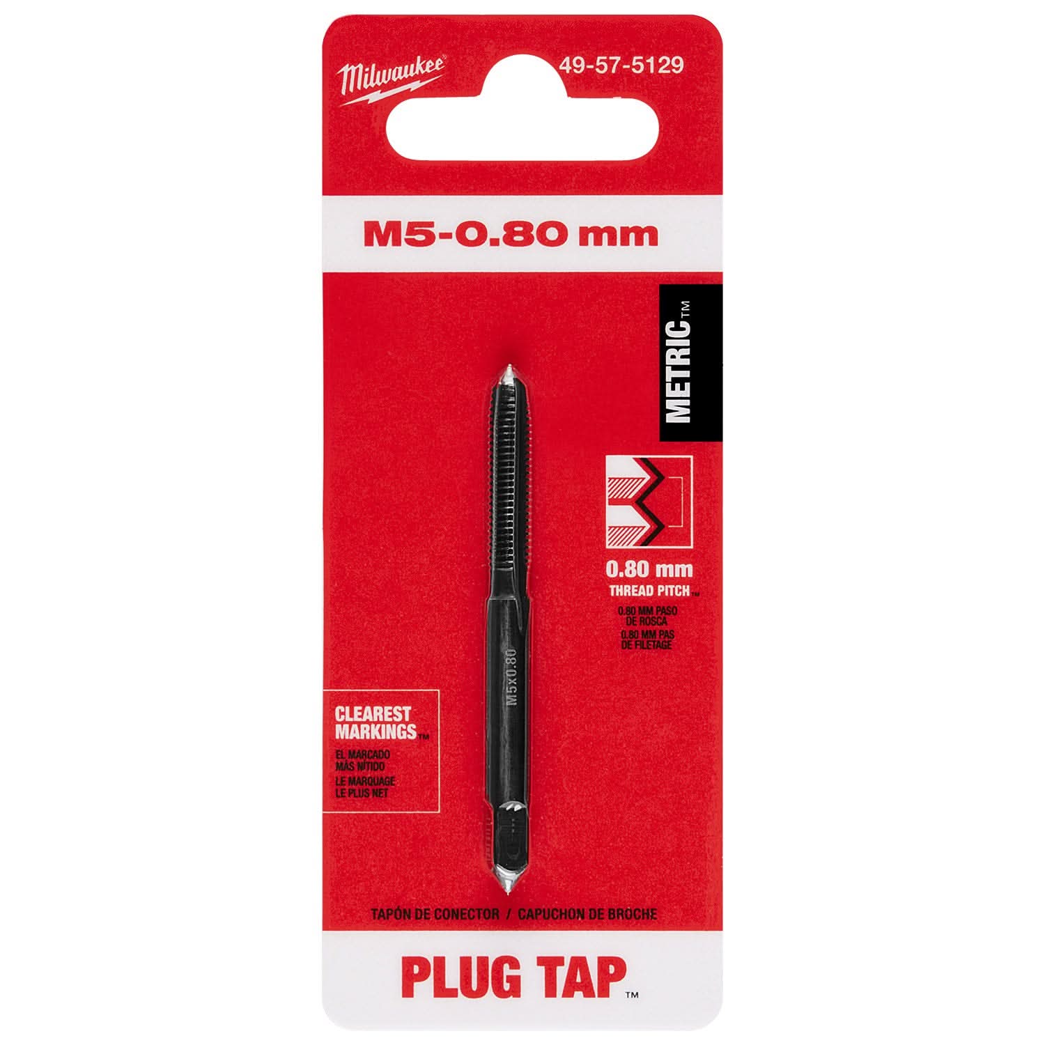 Milwaukee 49-57-5129 M5-0.80 mm Straight Flute Plug Tap - Image 2