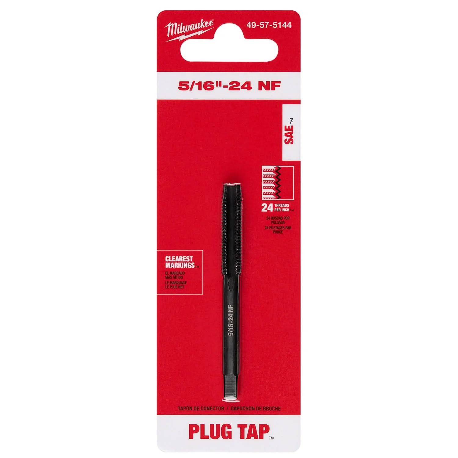 Milwaukee 49-57-5144 5/16"-24 NF Straight Flute Plug Tap - Image 2