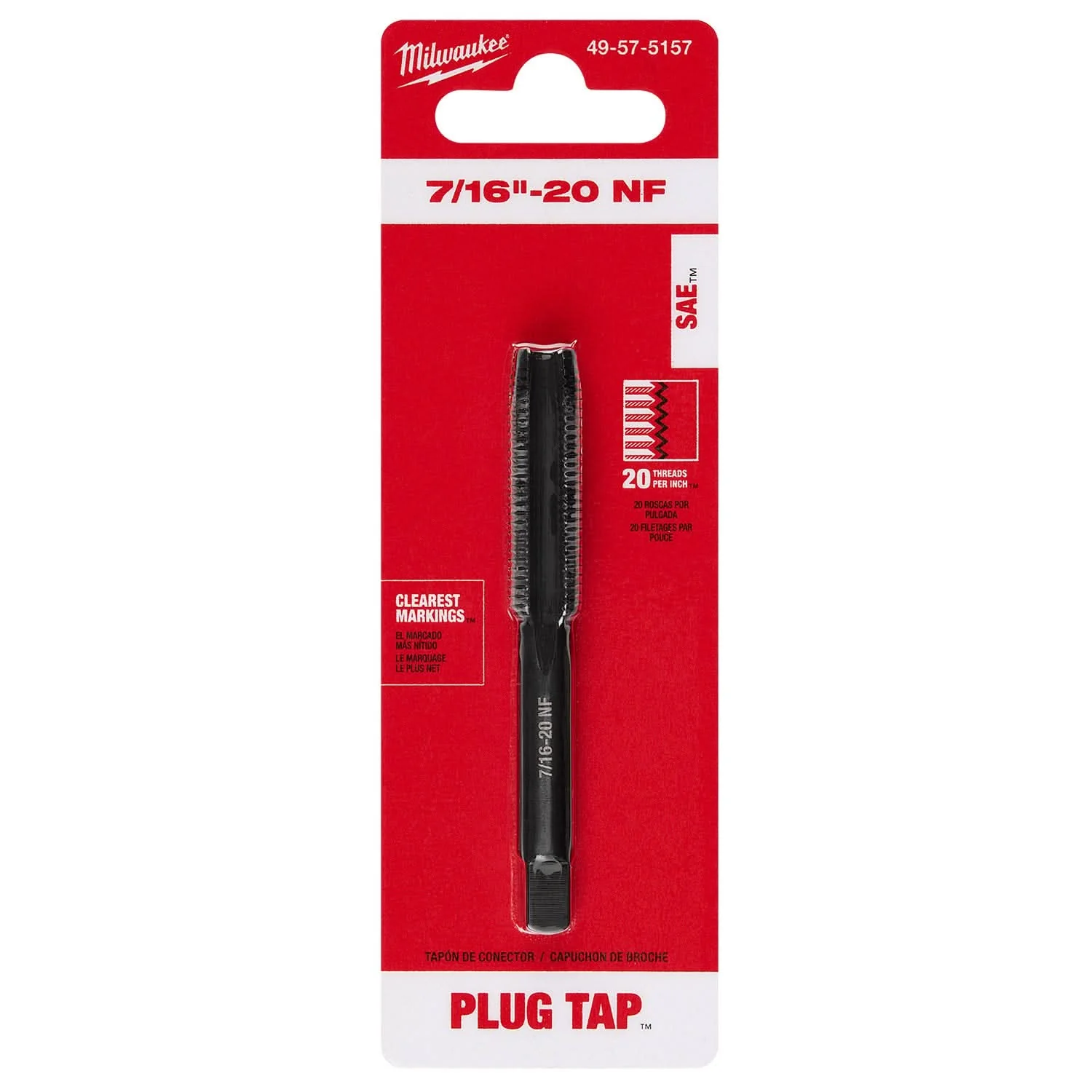 Milwaukee 49-57-5157 7/16"-20 NF Straight Flute Plug Tap - Image 2