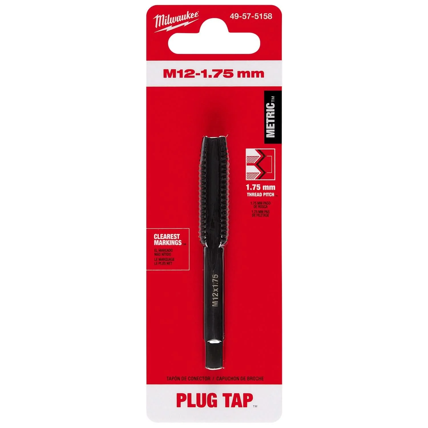 Milwaukee 49-57-5158 M12-1.75 mm Straight Flute Plug Tap - Image 2