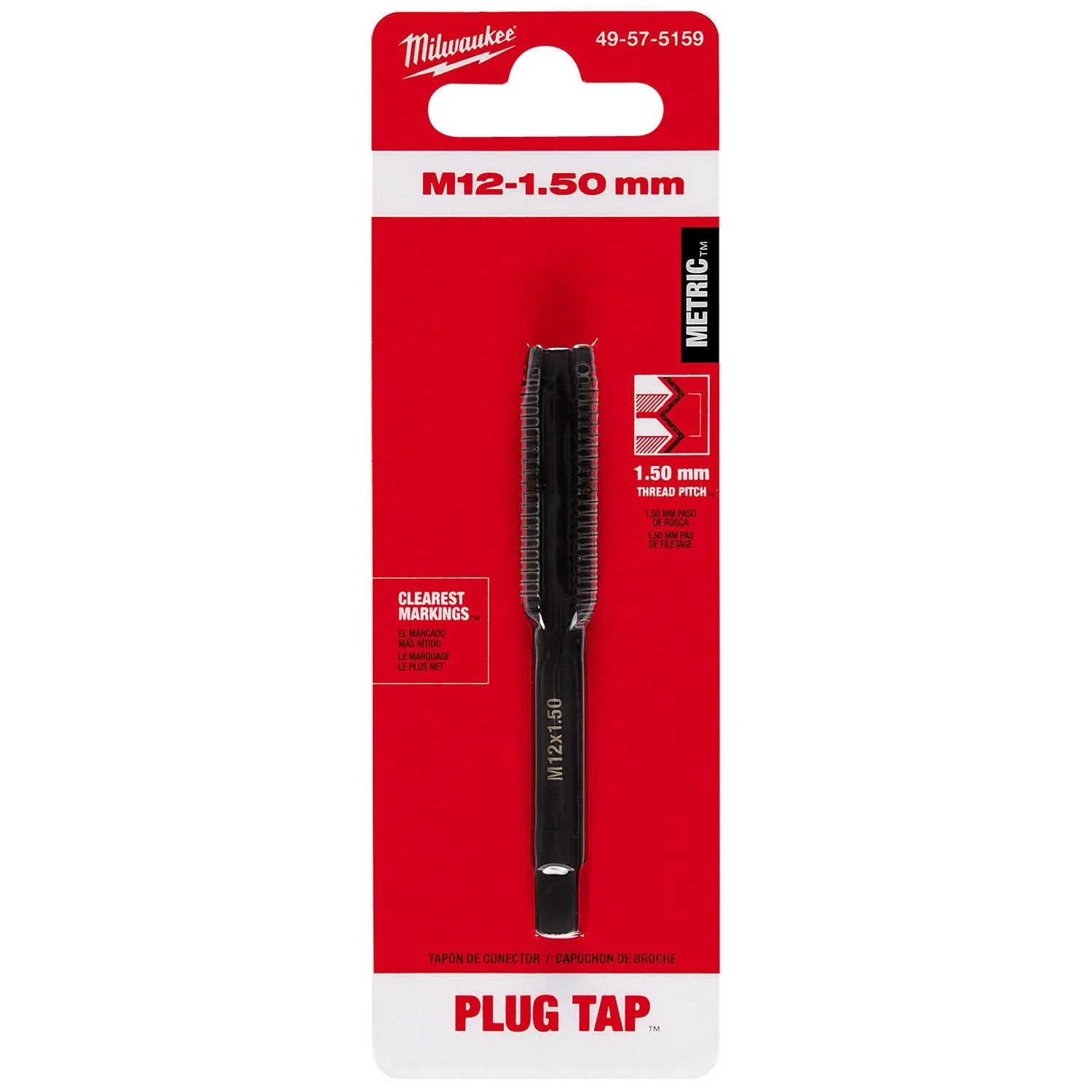 Milwaukee 49-57-5159 M12-1.50 mm Straight Flute Plug Tap - Image 2