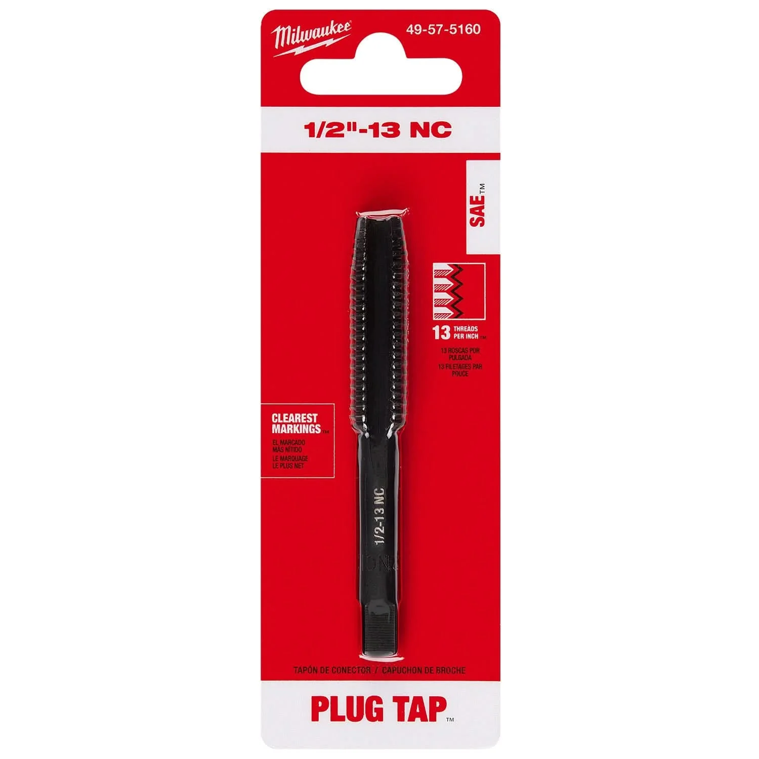 Milwaukee 49-57-5160 1/2"-13 NC Straight Flute Plug Tap - Image 2