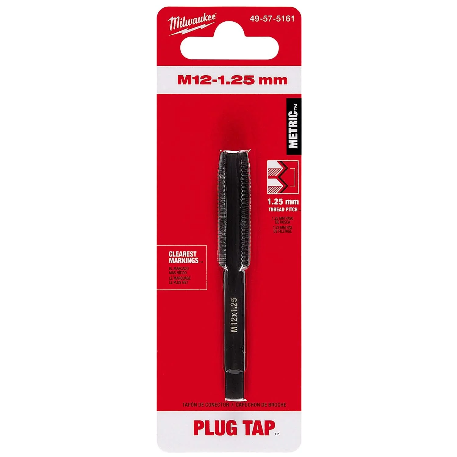 Milwaukee 49-57-5161 M12-1.25 mm Straight Flute Plug Tap - Image 2