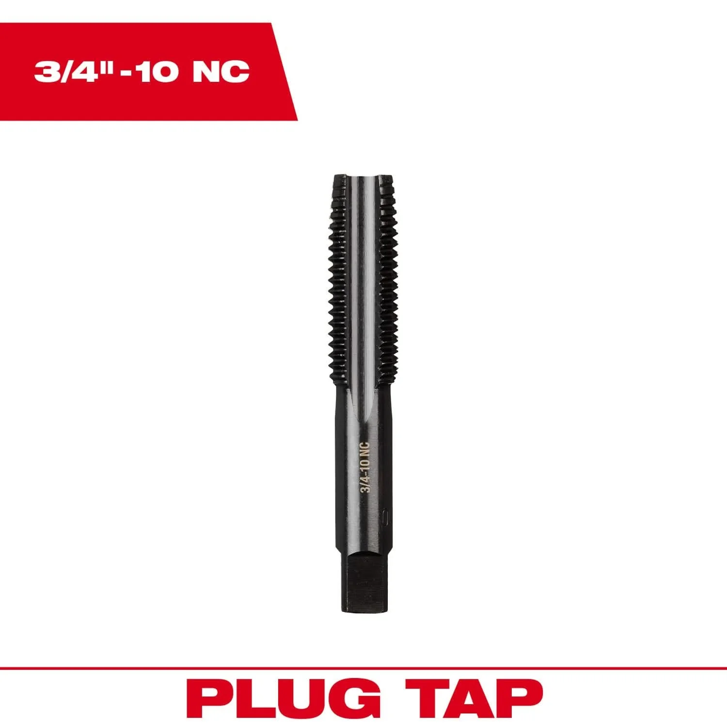 Milwaukee 49-57-5176 3/4"-10 NC Straight Flute Plug Tap - Image 3