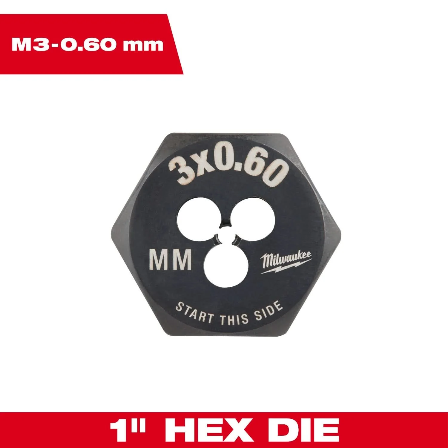 Milwaukee 49-57-5310 M3-0.60 mm 1-Inch Hex Threading Die - Image 3