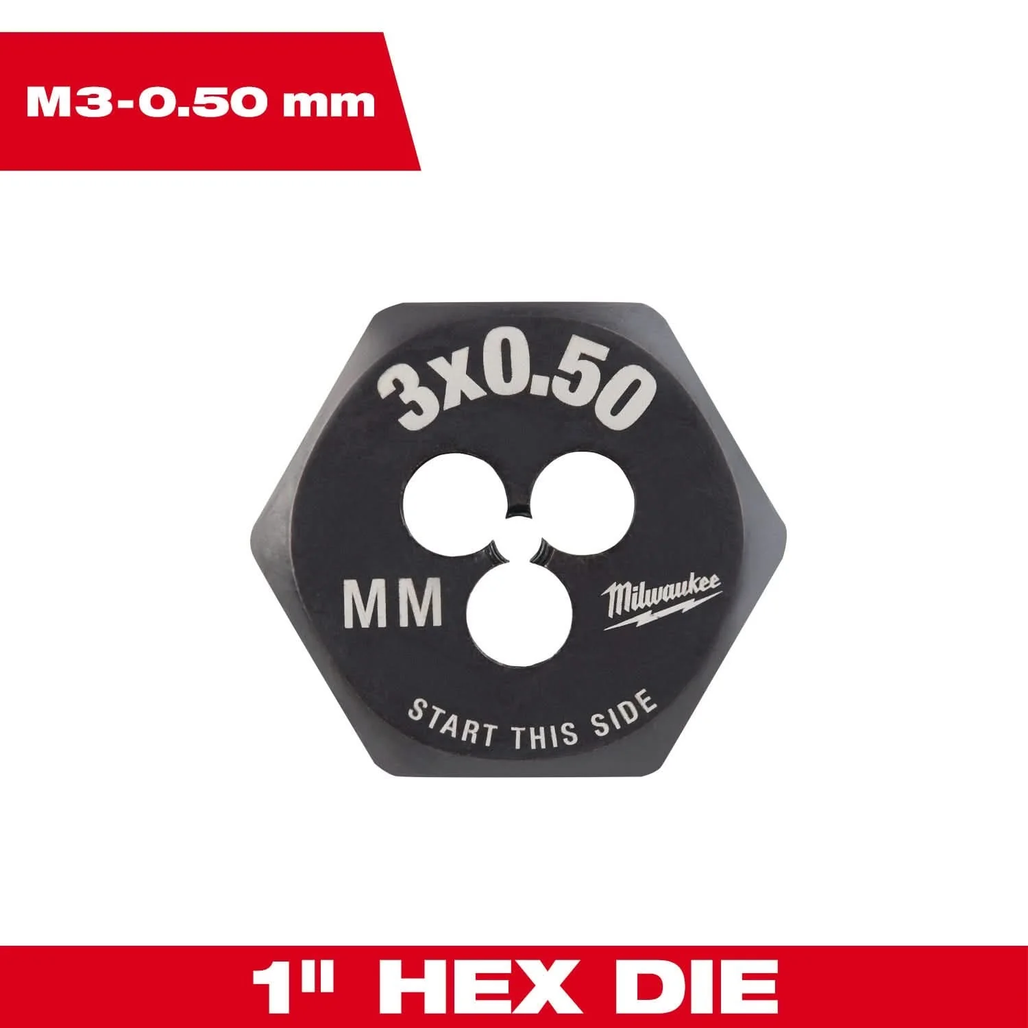 Milwaukee 49-57-5311 M3-0.50 mm 1-Inch Hex Threading Die - Image 3