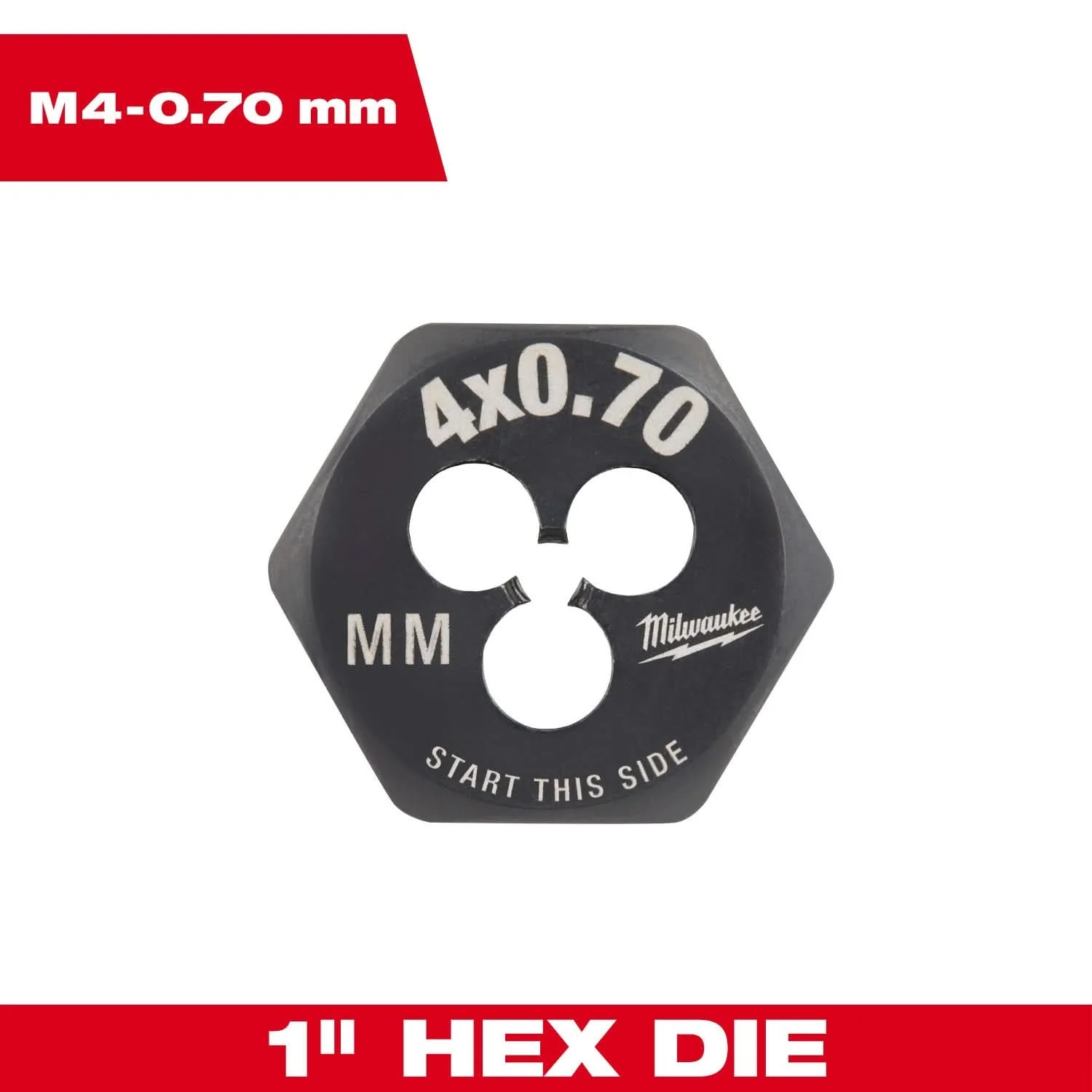 Milwaukee 49-57-5319 M4-0.70 mm 1-Inch Hex Threading Die - Image 3