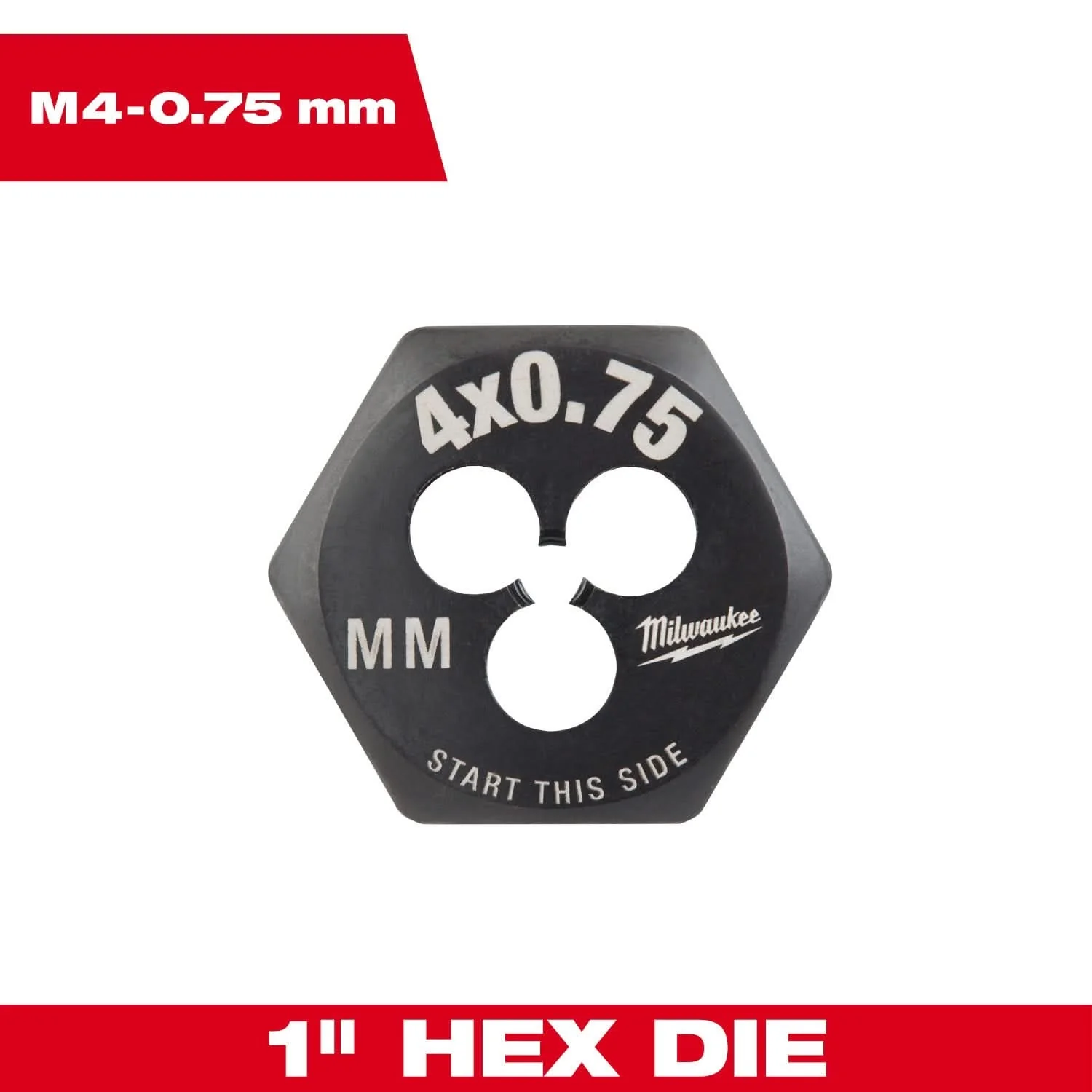 Milwaukee 49-57-5320 M4-0.75 mm 1-Inch Hex Threading Die - Image 3