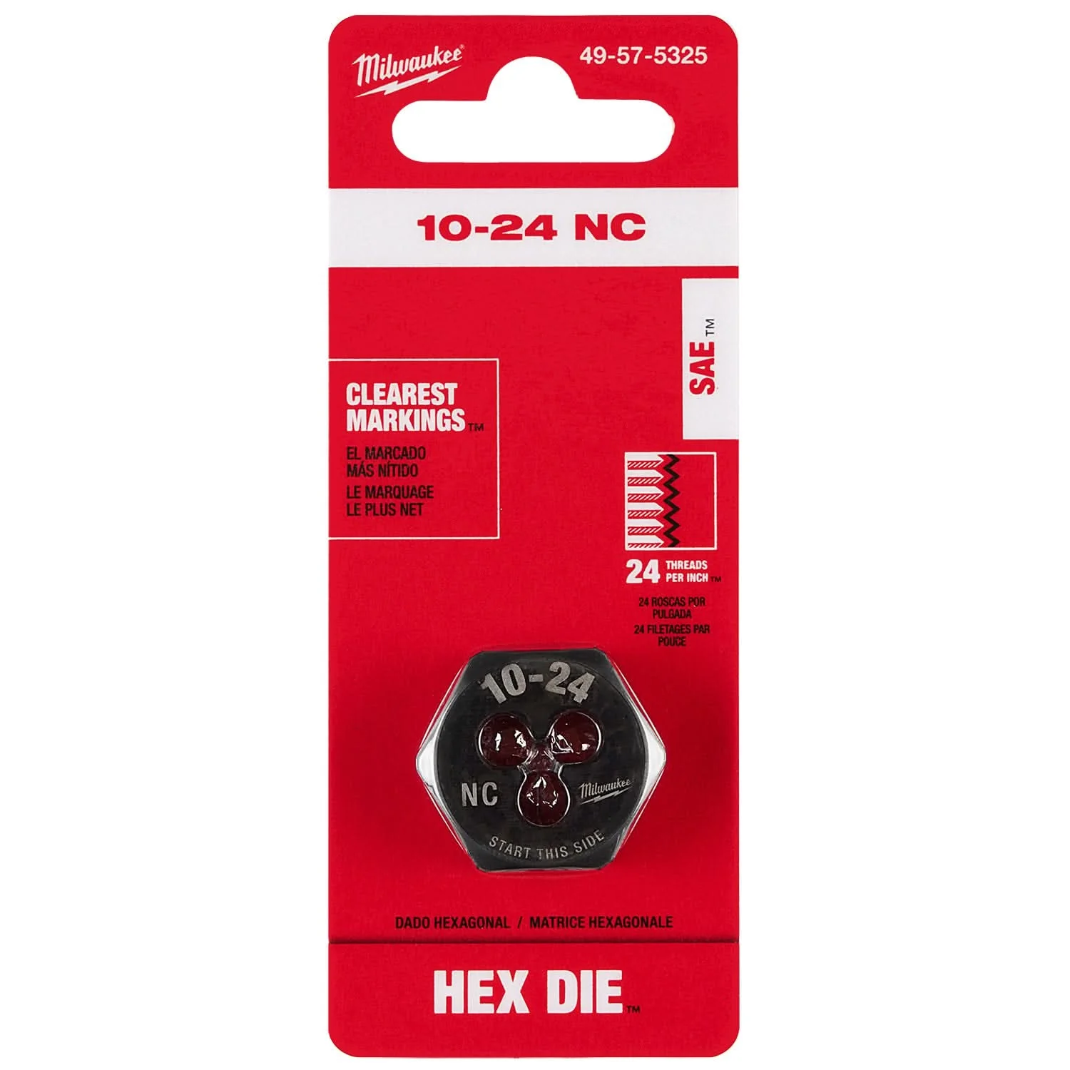 Milwaukee 49-57-5325 10-24 NC 1-Inch Hex Threading Die - Image 2