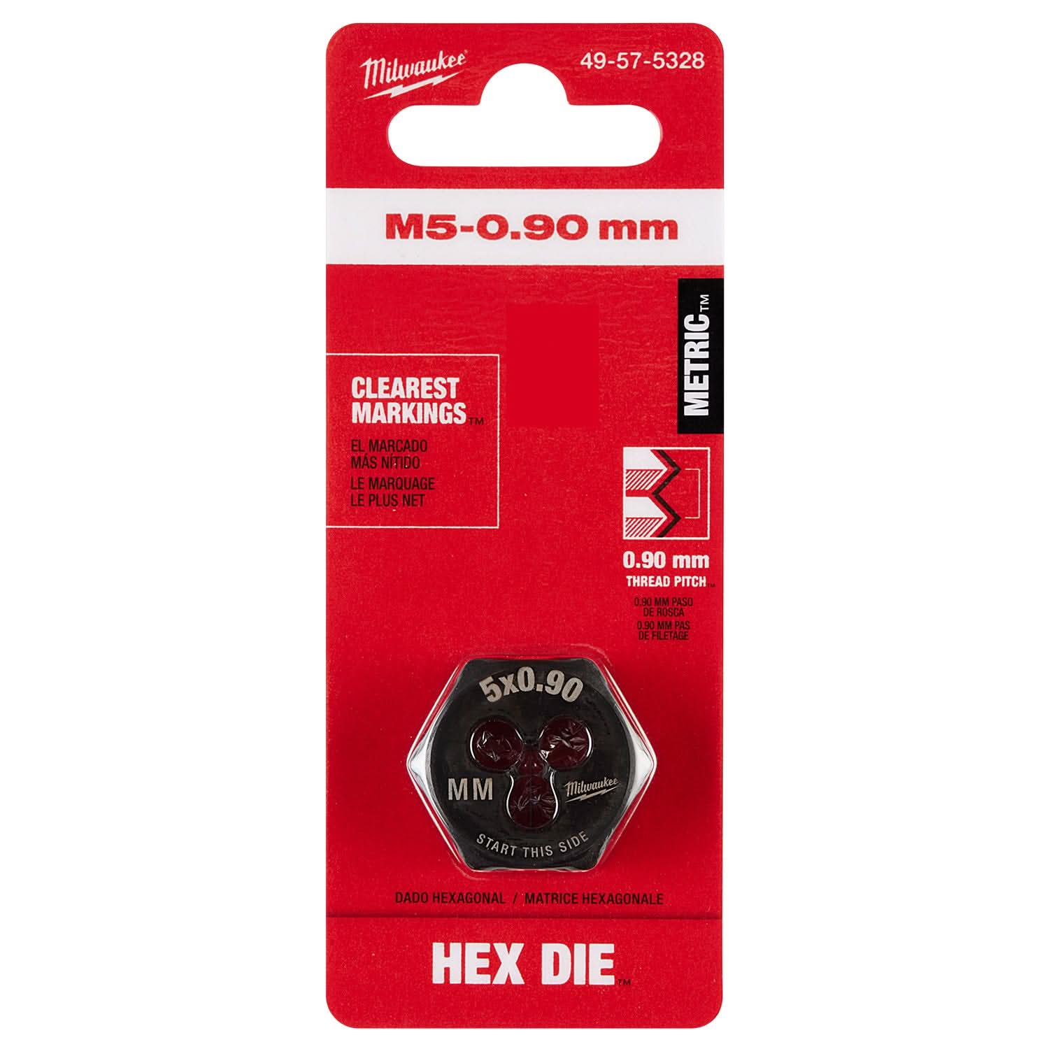 Milwaukee 49-57-5328 M5-0.90 mm 1-Inch Hex Threading Die - Image 2