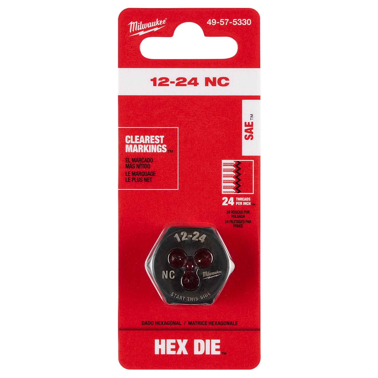 Milwaukee 49-57-5330 12-24 NC 1-Inch Hex Threading Die - Image 2