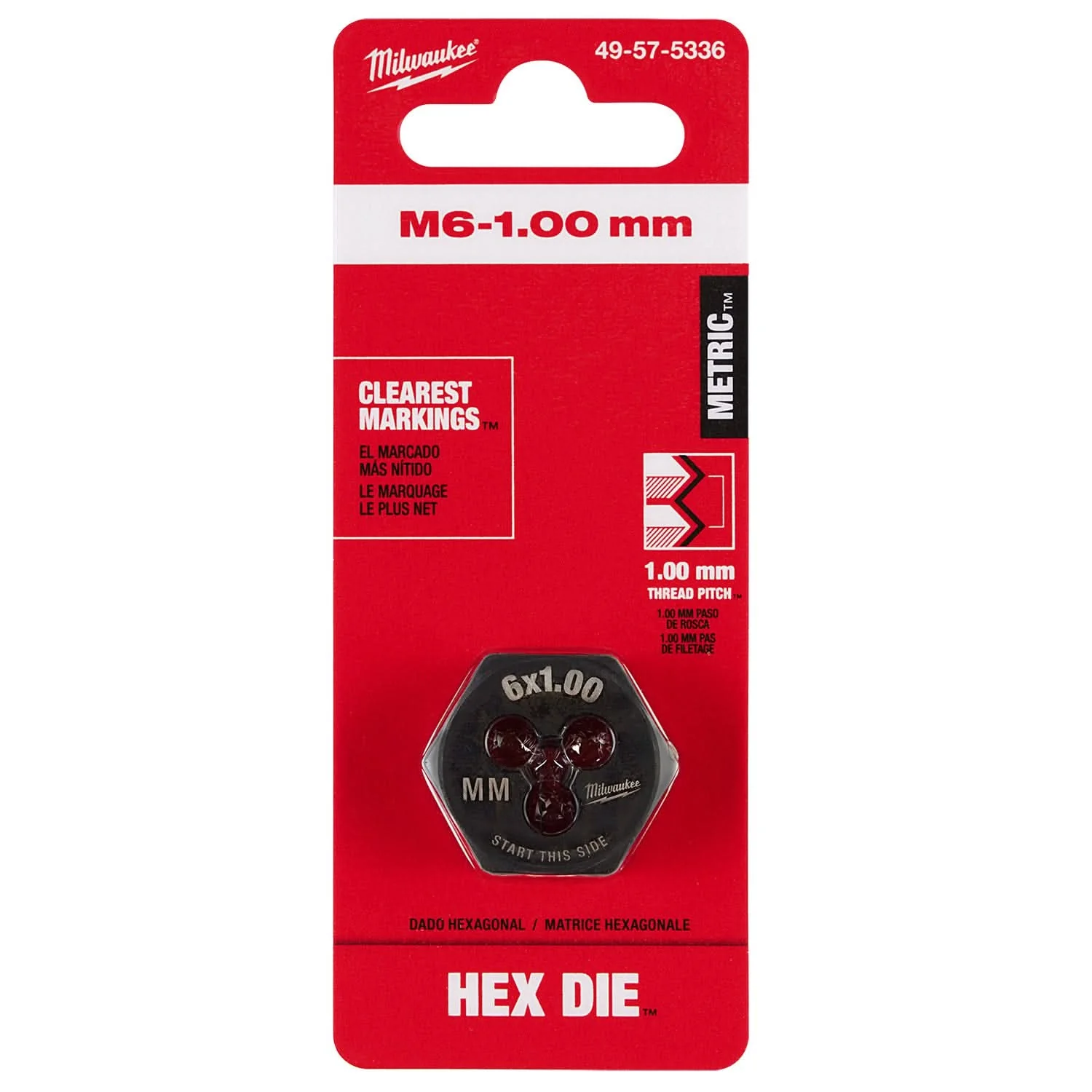 Milwaukee 49-57-5336 M6-1.00 mm 1-Inch Hex Threading Die - Image 2