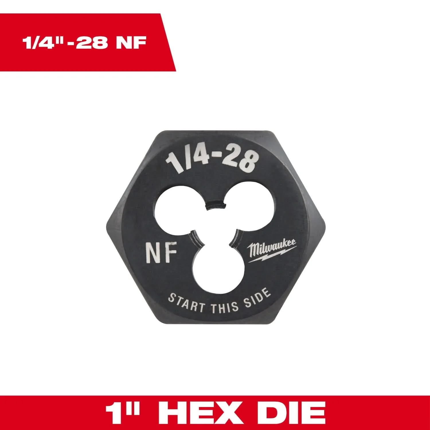 Milwaukee 49-57-5338 1/4"-28 NF 1-Inch Hex Threading Die - Image 3