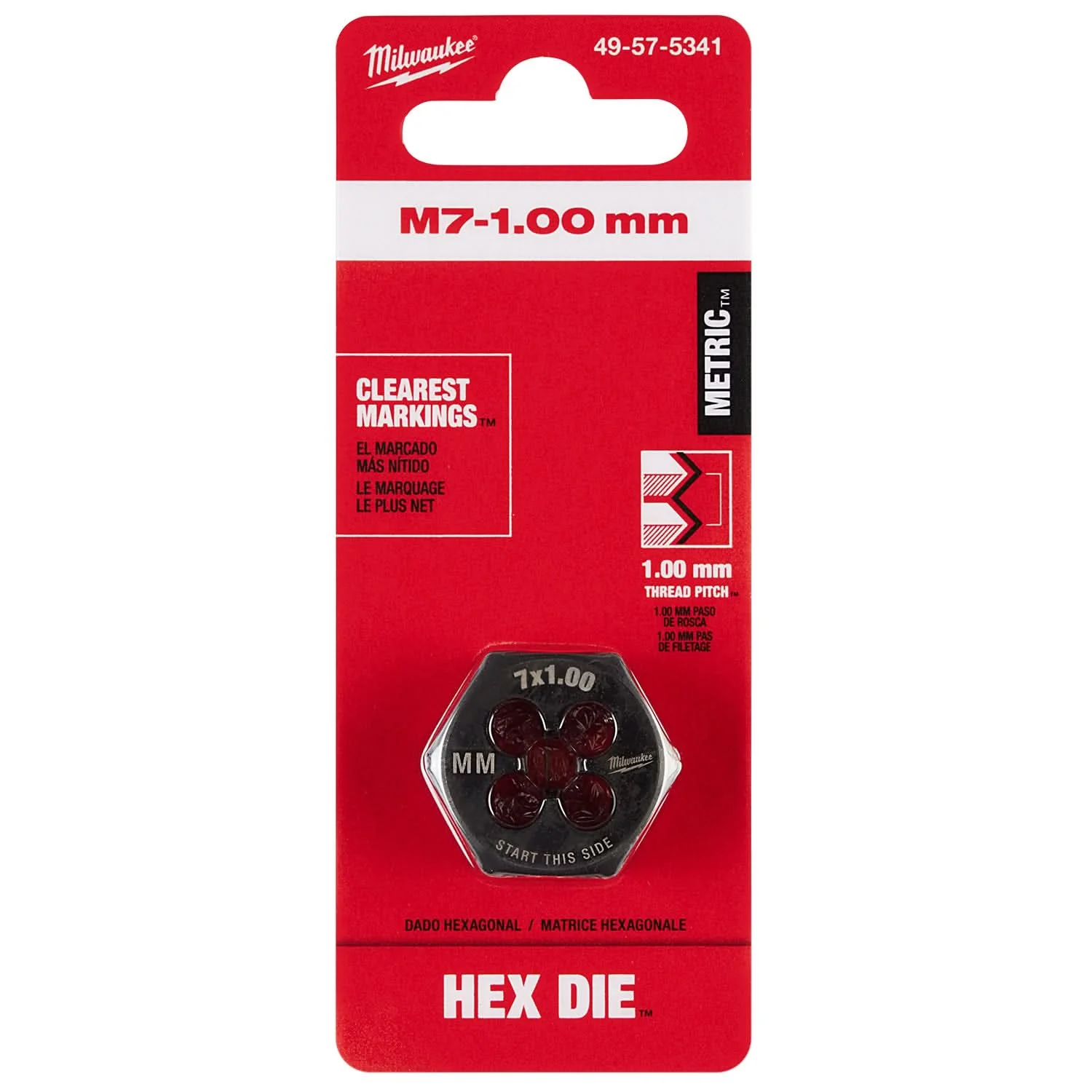 Milwaukee 49-57-5341 M7-1.00 mm 1-Inch Hex Threading Die - Image 2