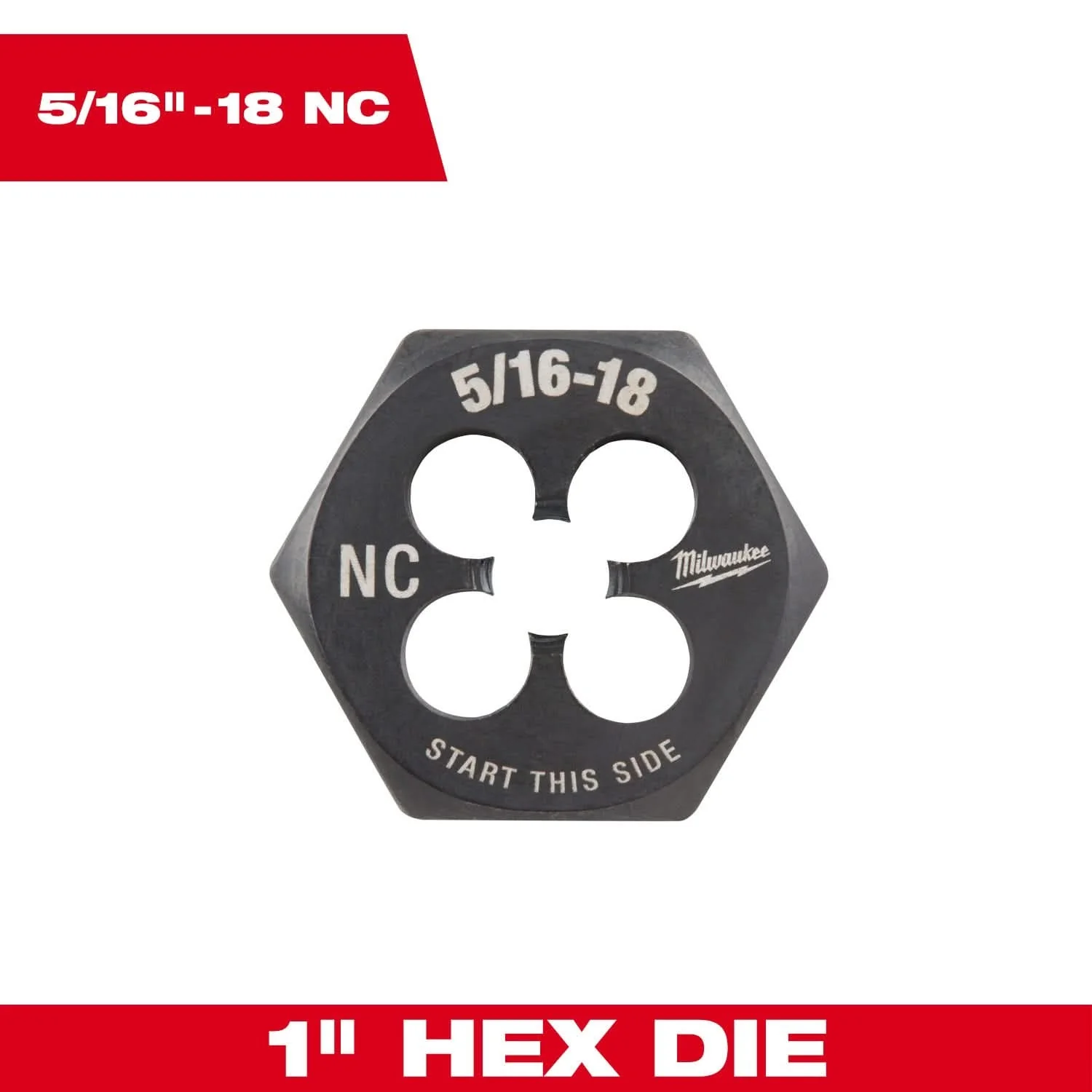 Milwaukee 49-57-5342 5/16"-18 NC 1-Inch Hex Threading Die - Image 3