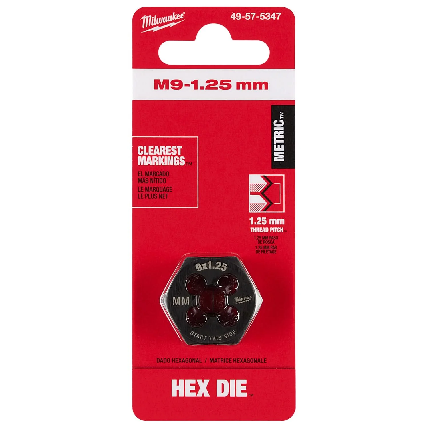 Milwaukee 49-57-5347 M9-1.25 mm 1-Inch Hex Threading Die - Image 2