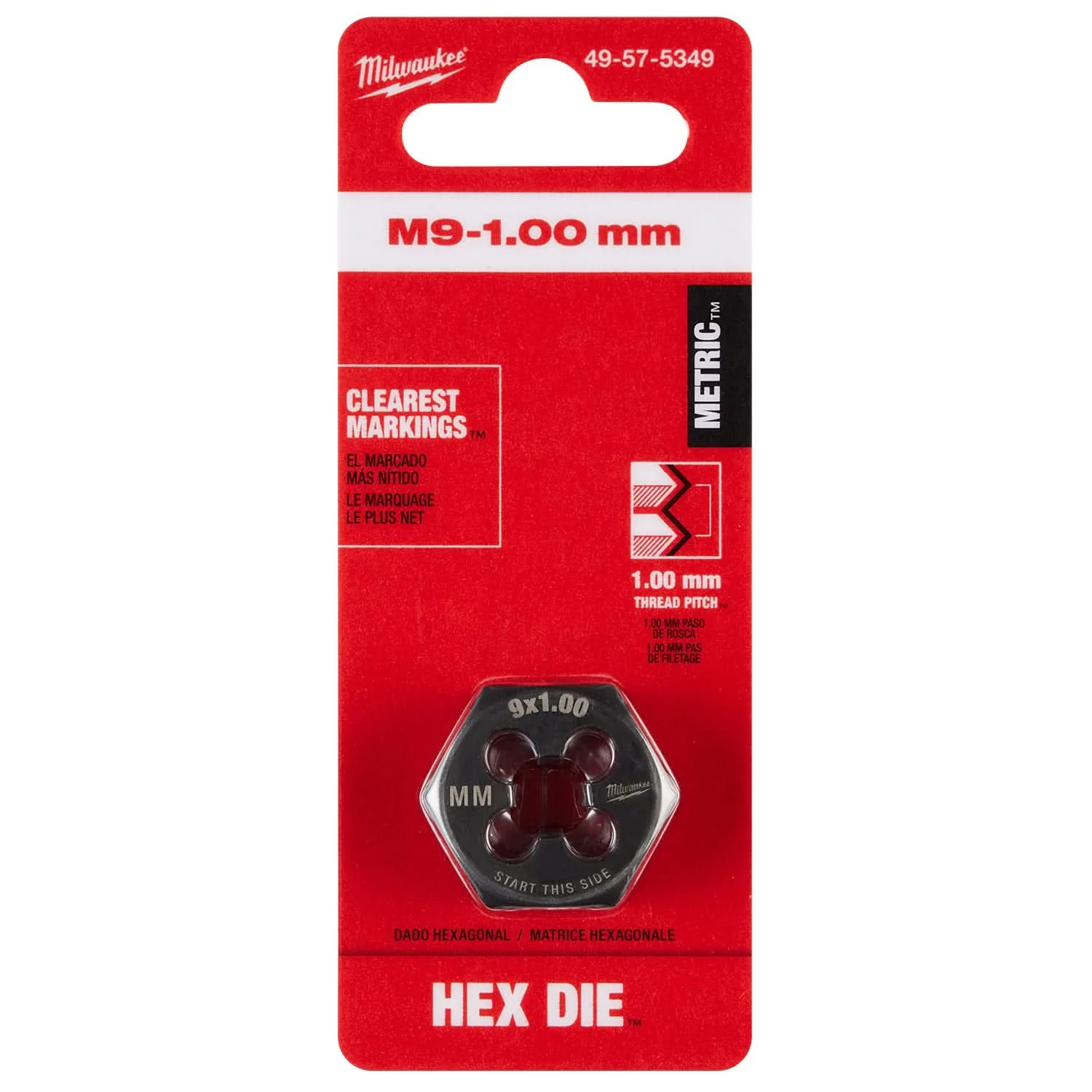 Milwaukee 49-57-5349 M9-1.00 mm 1-Inch Hex Threading Die - Image 2