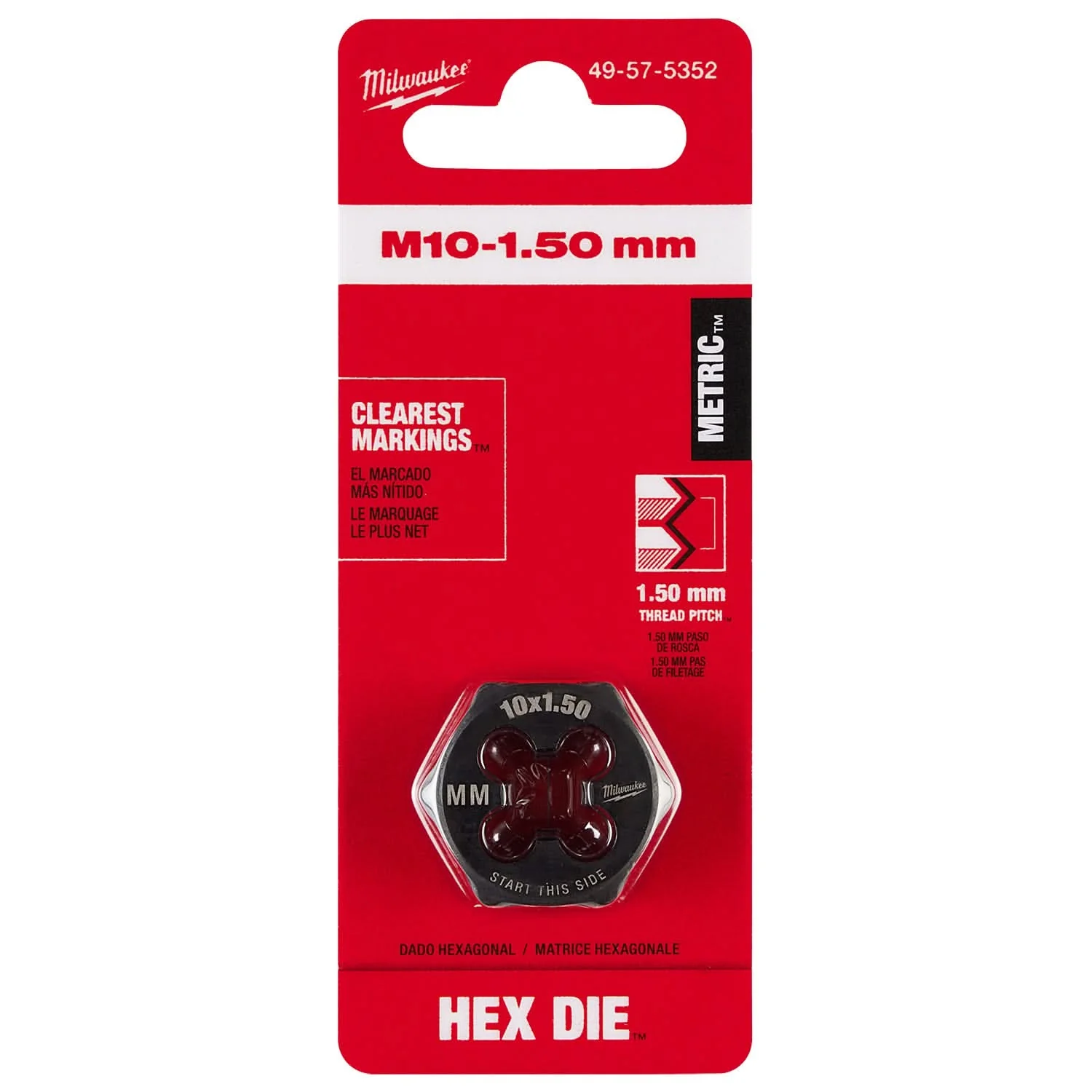 Milwaukee 49-57-5352 M10-1.50 mm 1-Inch Hex Threading Die - Image 2