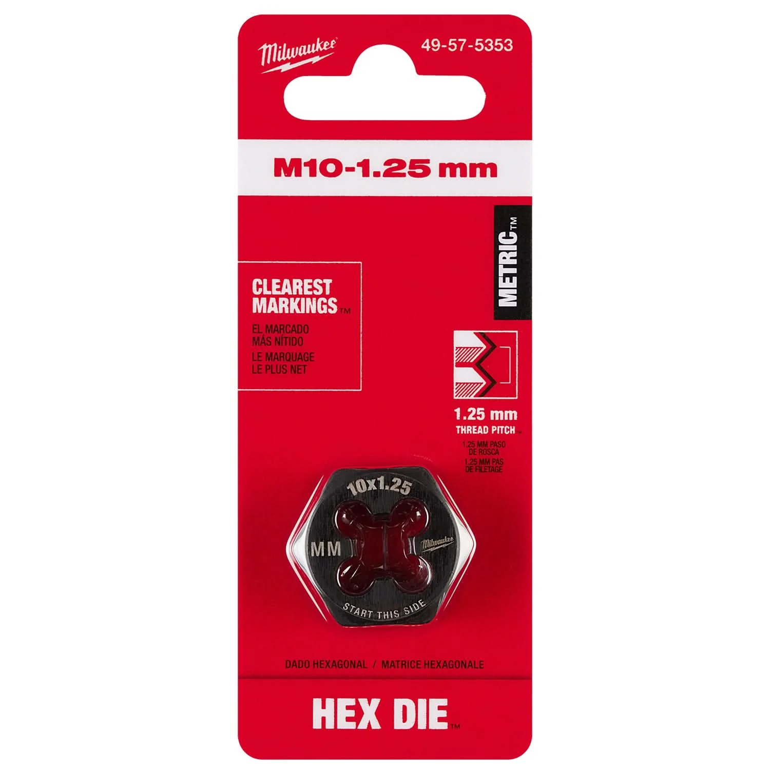 Milwaukee 49-57-5353 M10-1.25 mm 1-Inch Hex Threading Die - Image 2