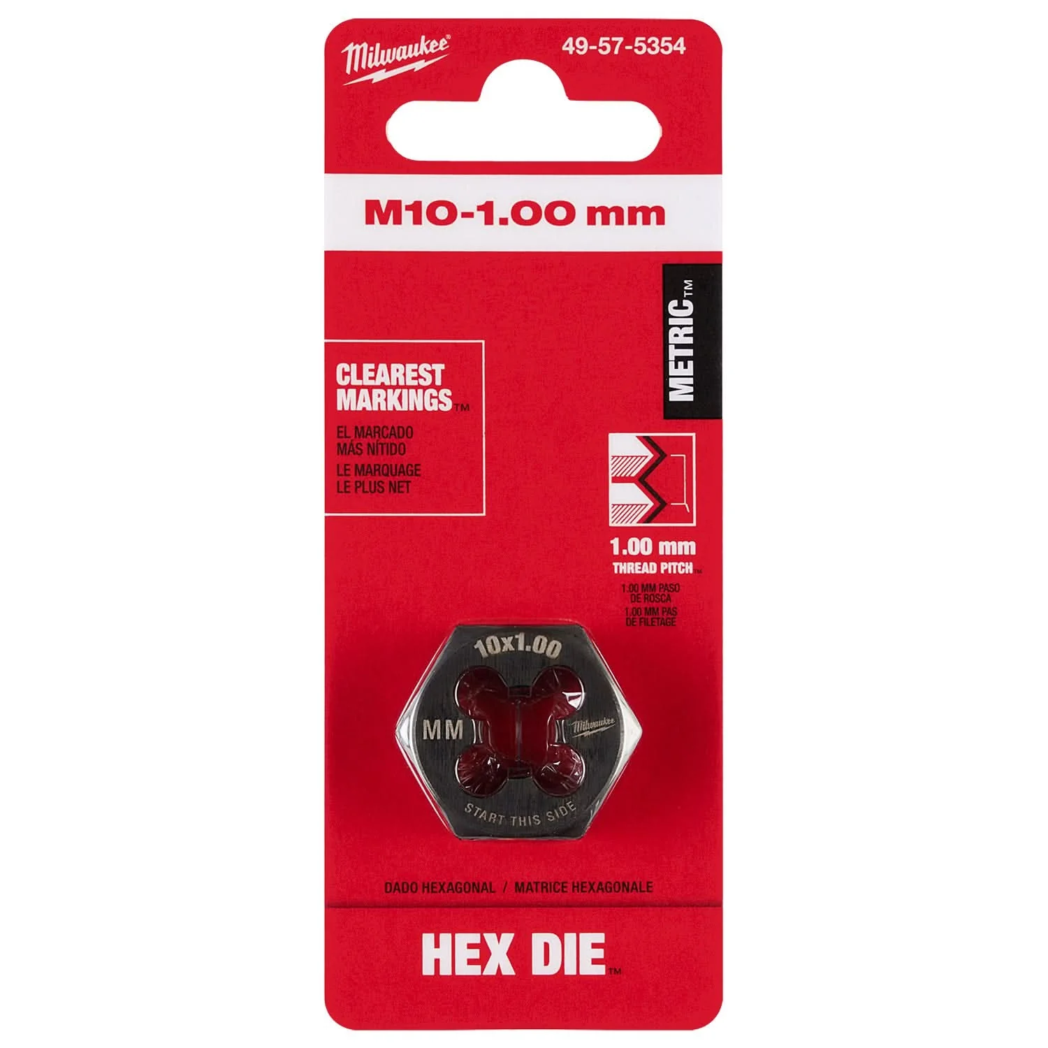 Milwaukee 49-57-5354 M10-1.00 mm 1-Inch Hex Threading Die - Image 2