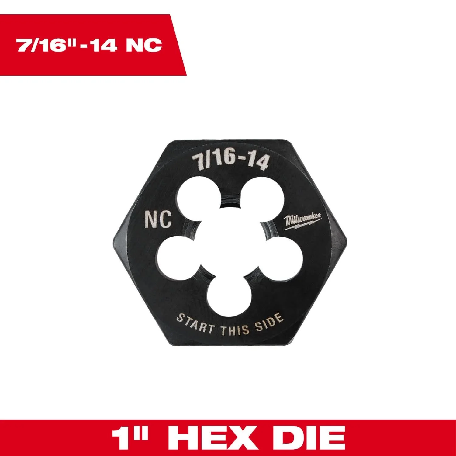 Milwaukee 49-57-5355 7/16"-14 NC 1-Inch Hex Threading Die - Image 3