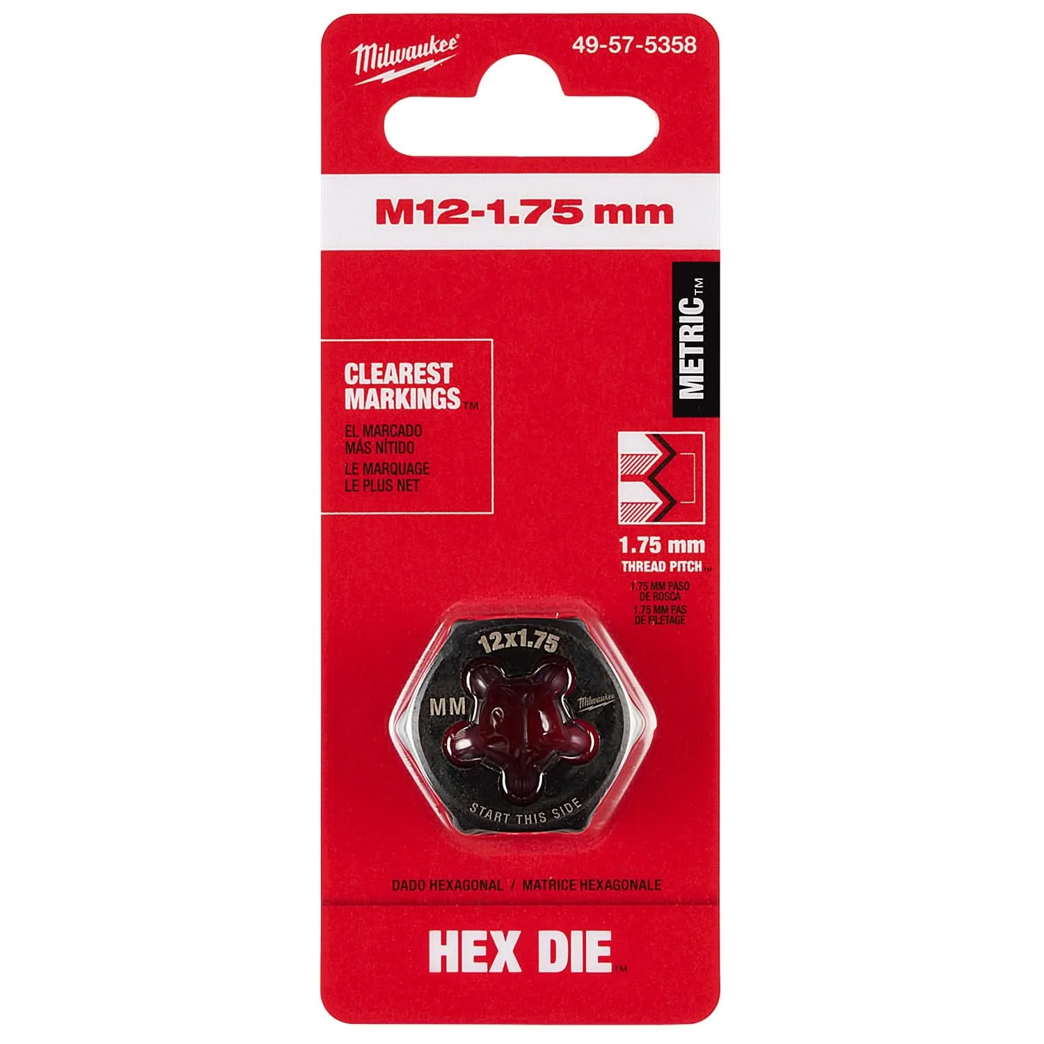 Milwaukee 49-57-5358 M12-1.75 mm 1-Inch Hex Threading Die - Image 2