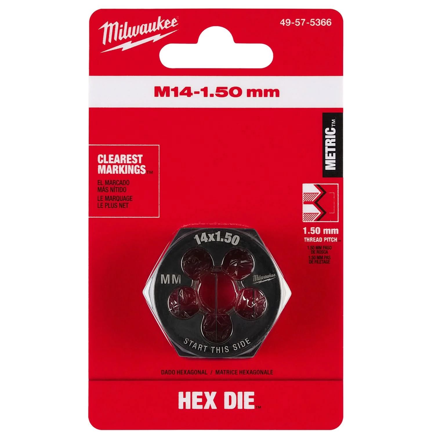 Milwaukee 49-57-5366 M14-1.50 mm 1-7/16" Hex Threading Die - Image 2
