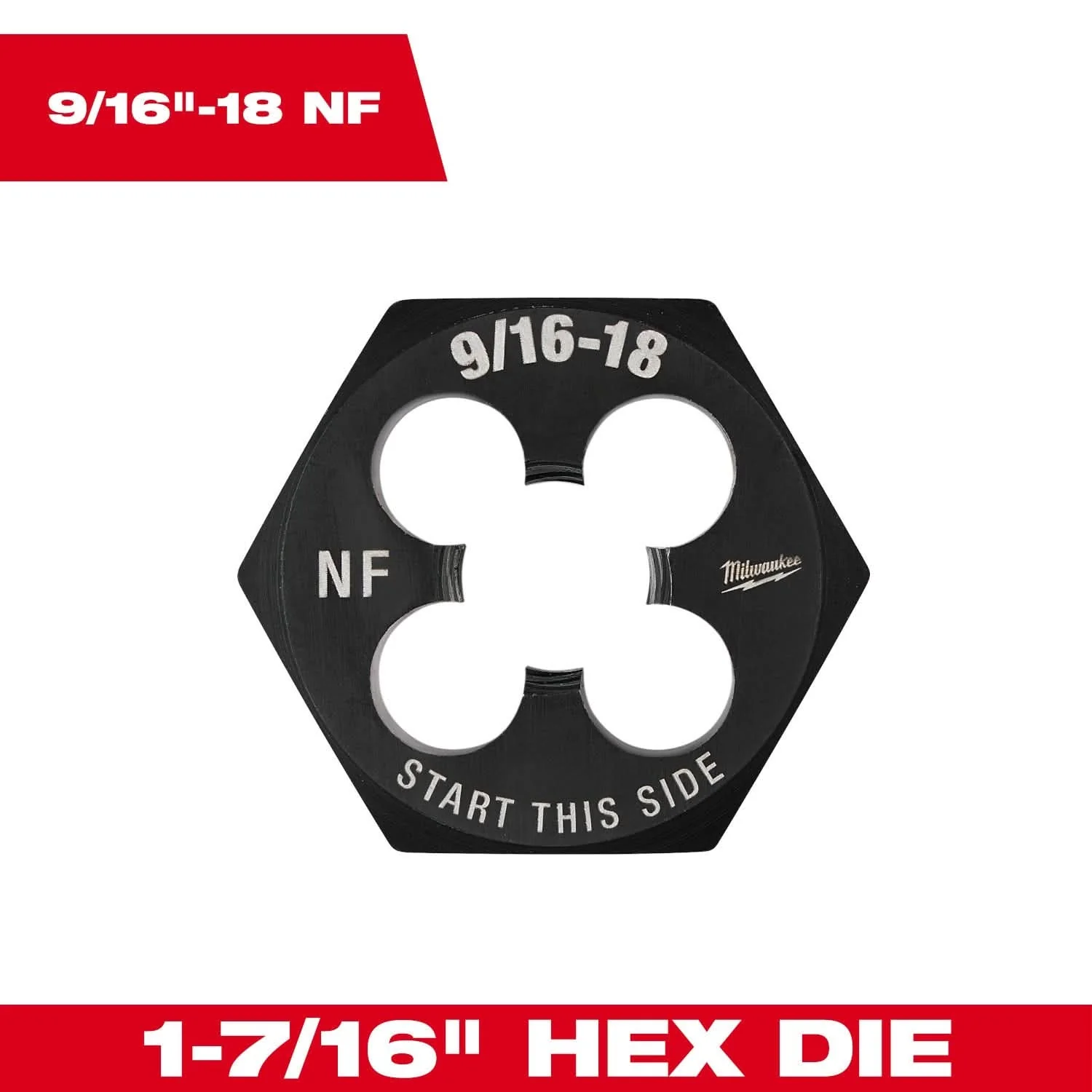 Milwaukee 49-57-5368 9/16"-18 NF 1-7/16" Hex Threading Die - Image 3