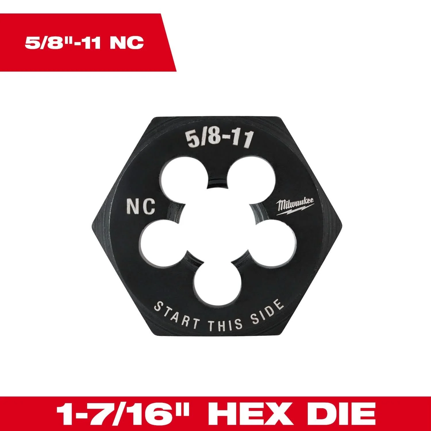 Milwaukee 49-57-5369 5/8"-11 NC 1-7/16" Hex Threading Die - Image 3