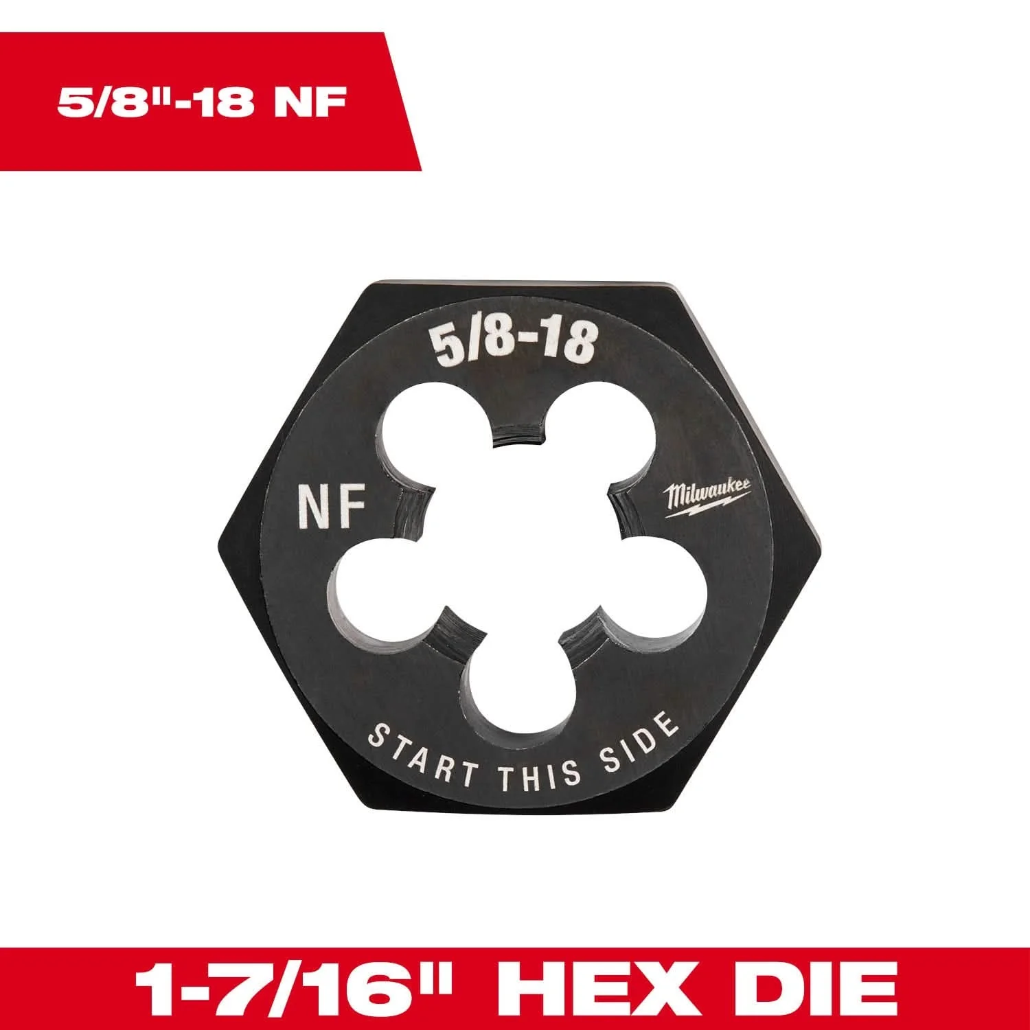 Milwaukee 49-57-5371 5/8"-18 NF 1-7/16" Hex Threading Die - Image 3